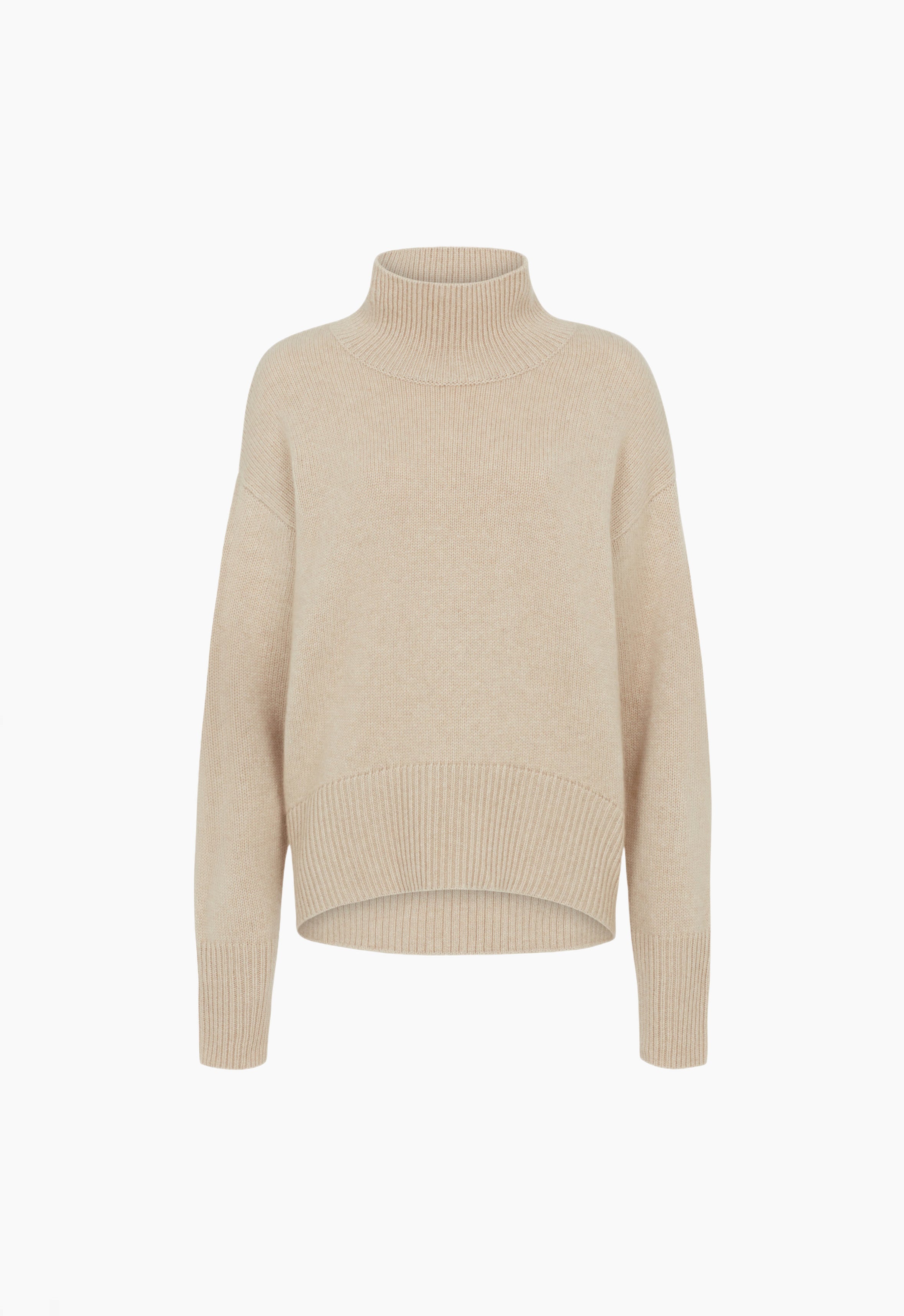 Cashmere Roll Neck Jumper in Beige AEXAE, Cashmere, Jumper, Beige