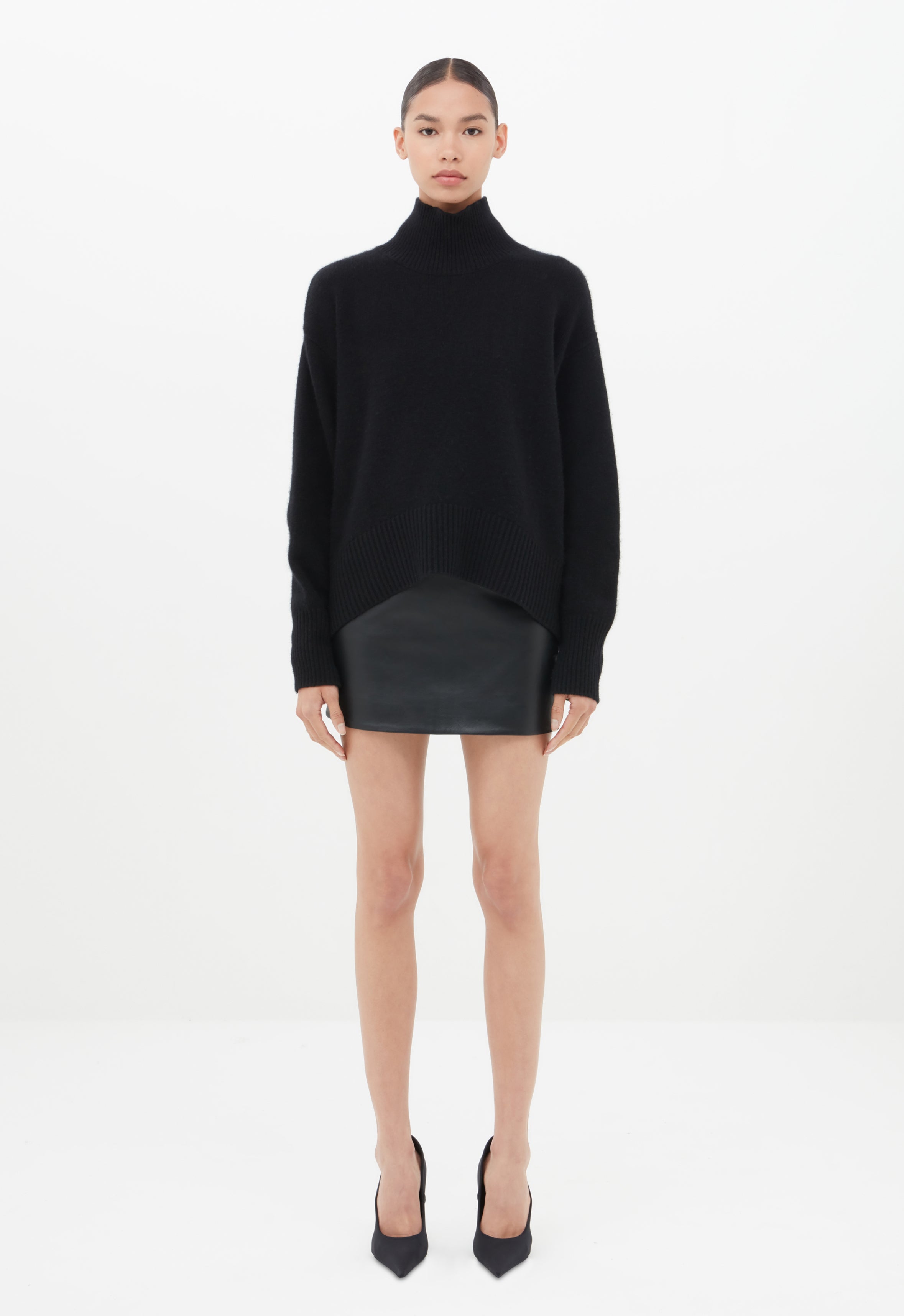 Cashmere Roll Neck Jumper in Black AEXAE, Cashmere, Jumper, Black