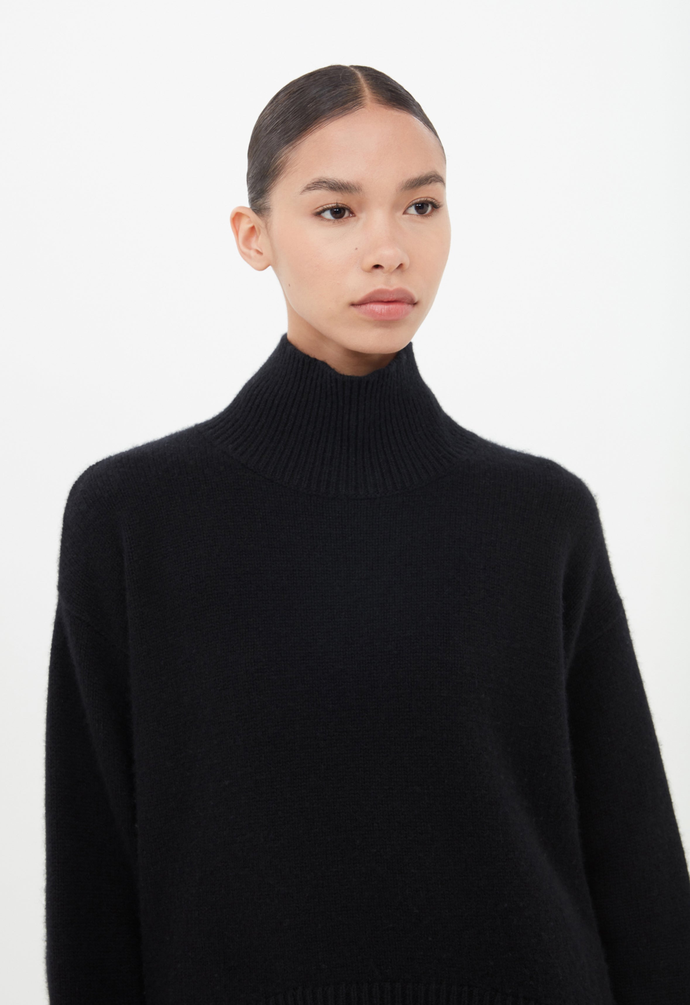 Cashmere Roll Neck Jumper in Black AEXAE, Cashmere, Jumper, Black