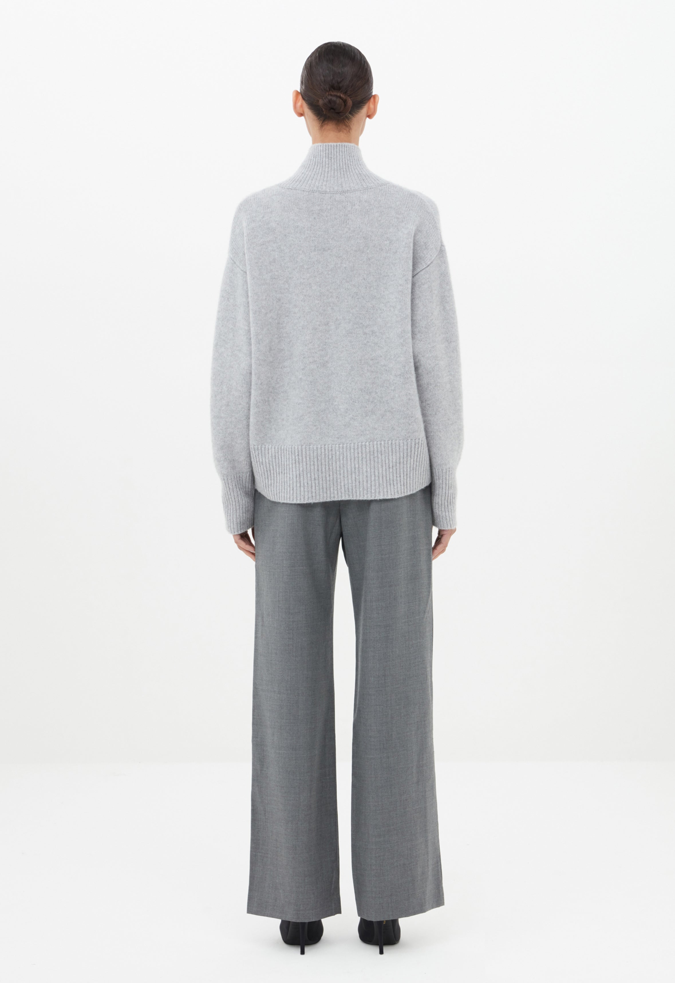Wool Pleated Trouser in Grey AEXAE, Wool, Trouser, Grey