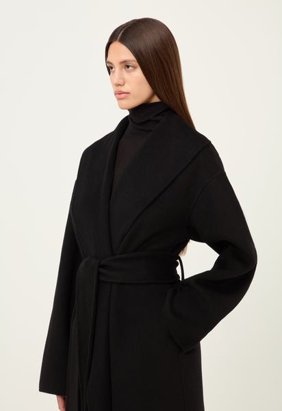 Black cashmere wrap coat store