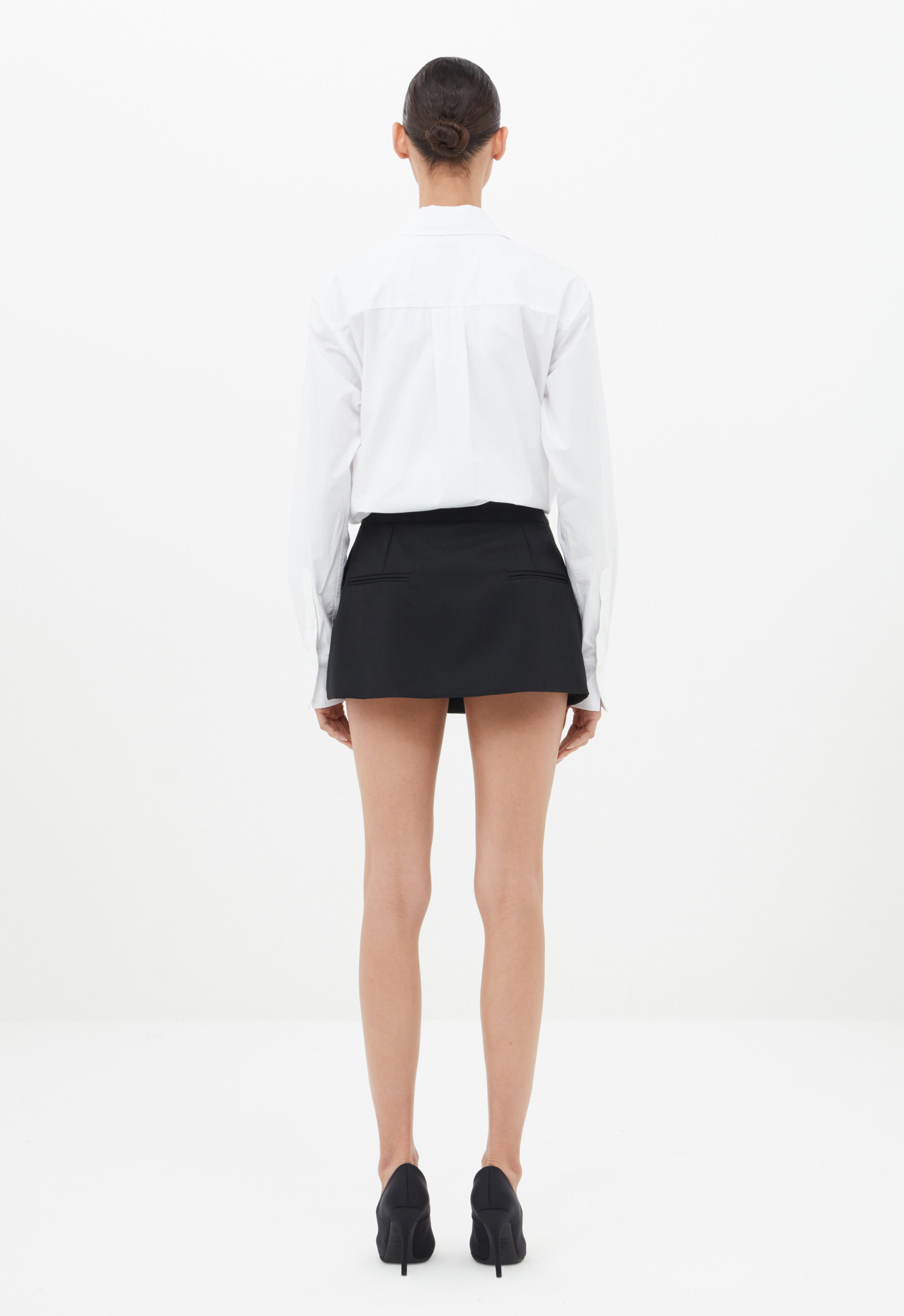 Cotton Slim Fit Shirt in White AEXAE, Cotton, Shirt, White