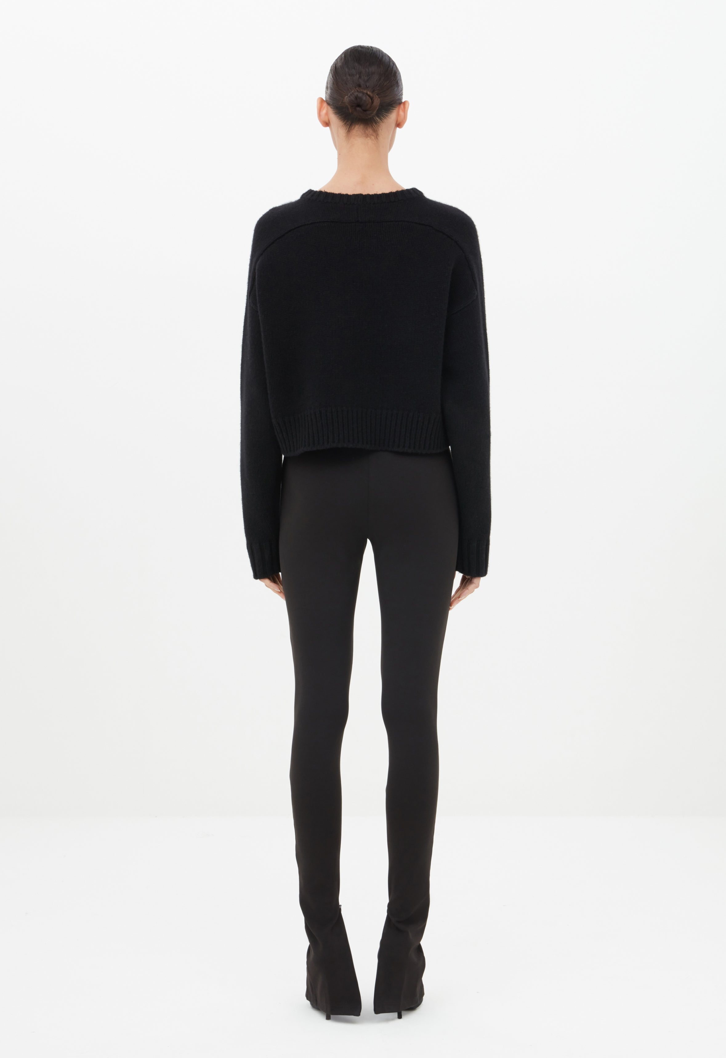 Cropped Jumper in Black AEXAE, Cashmere, Jumper , Black
