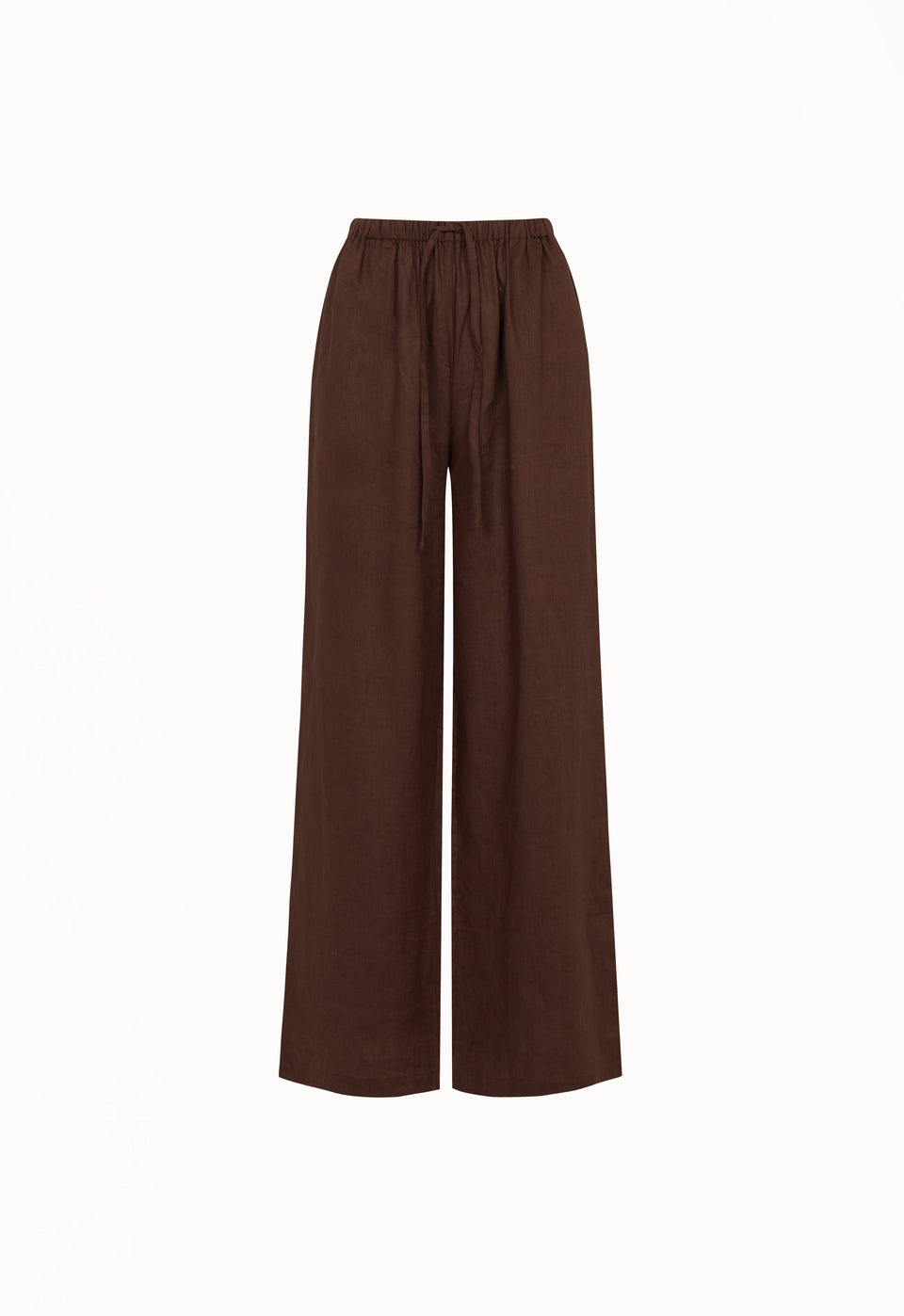 Linen Drawstring Pant in Brown