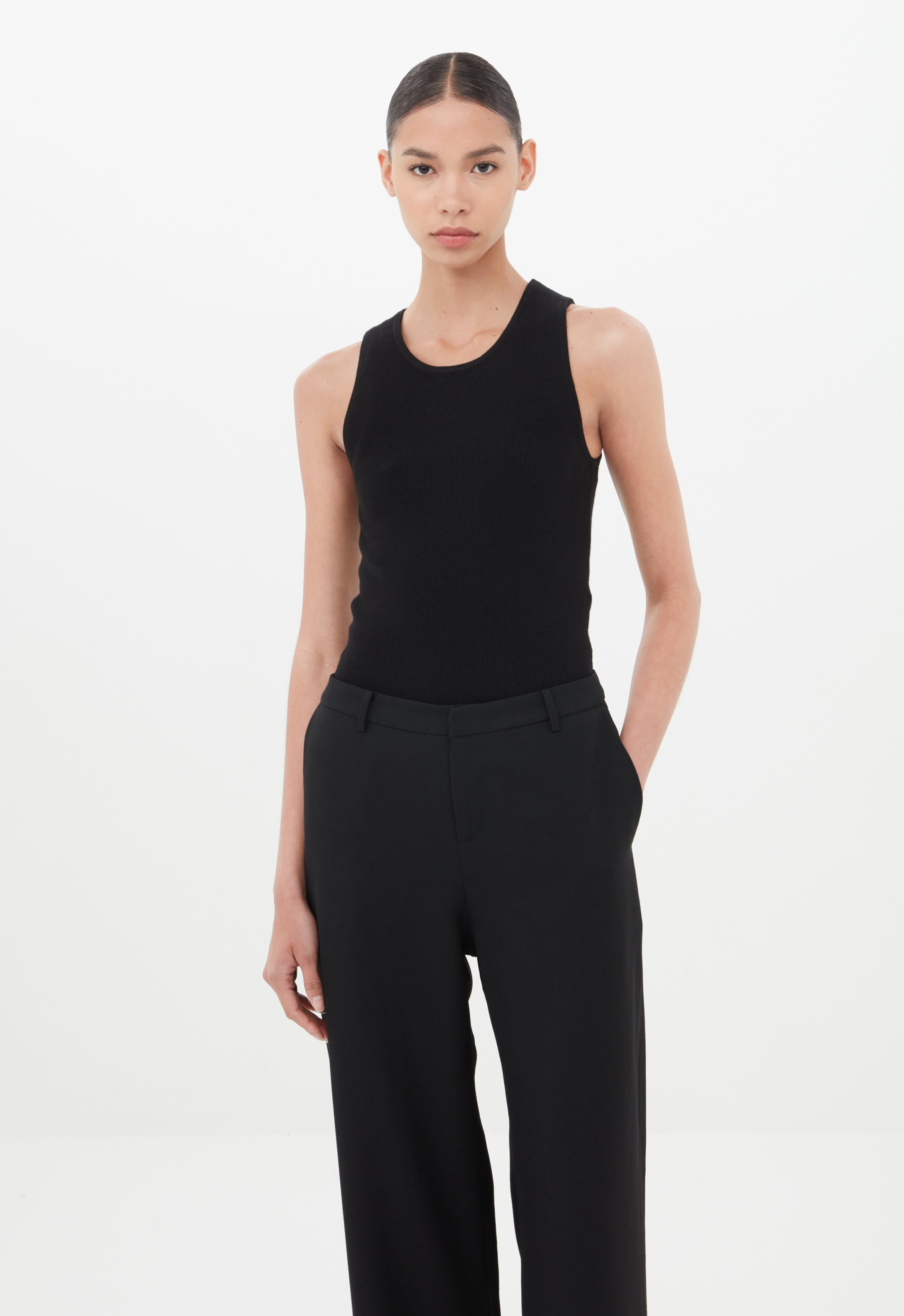 Knit Ribbed Top in Black AEXAE, Top, Black