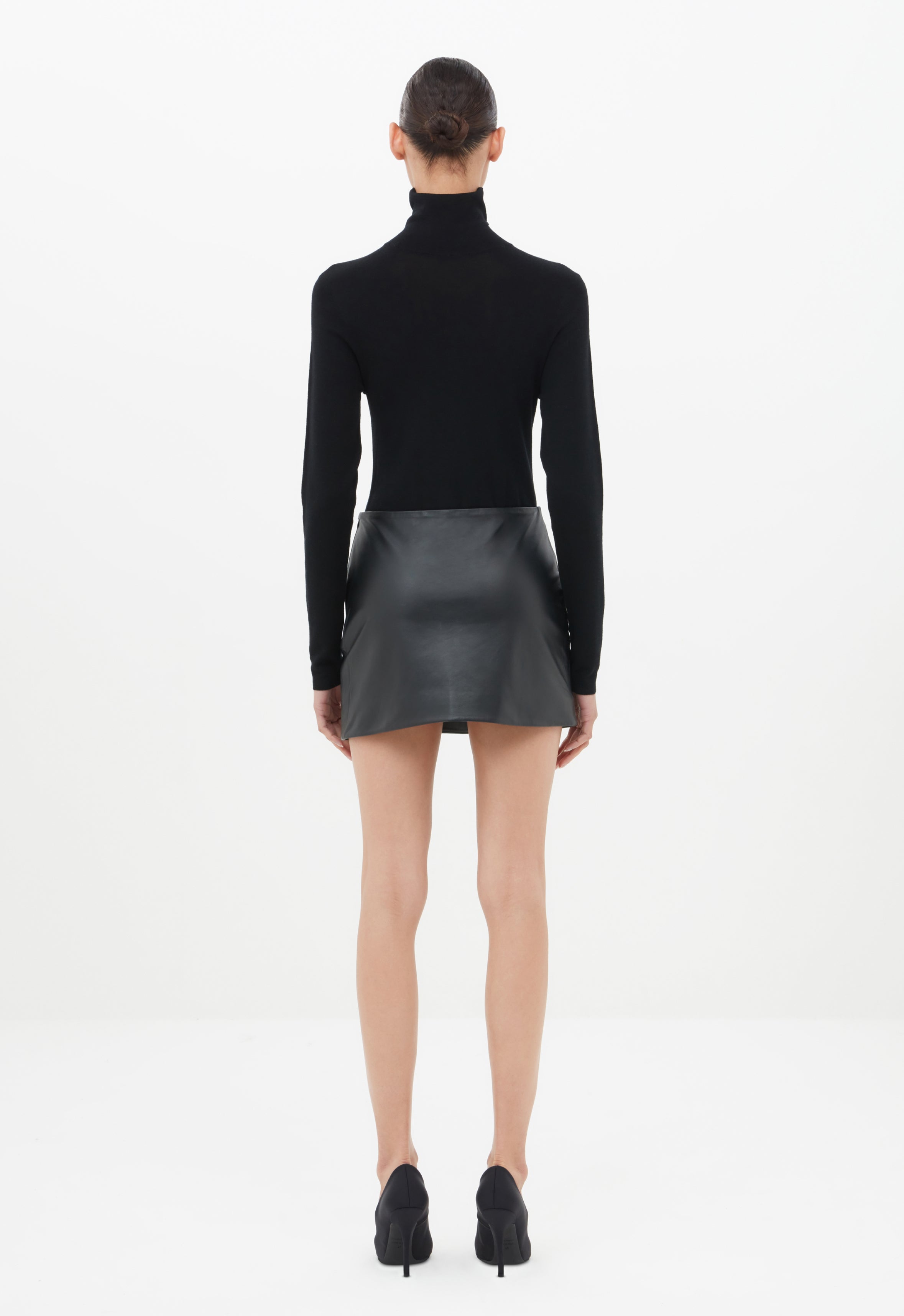 Leather Mini Skirt in Black AEXAE, Leather, Skirt, Black