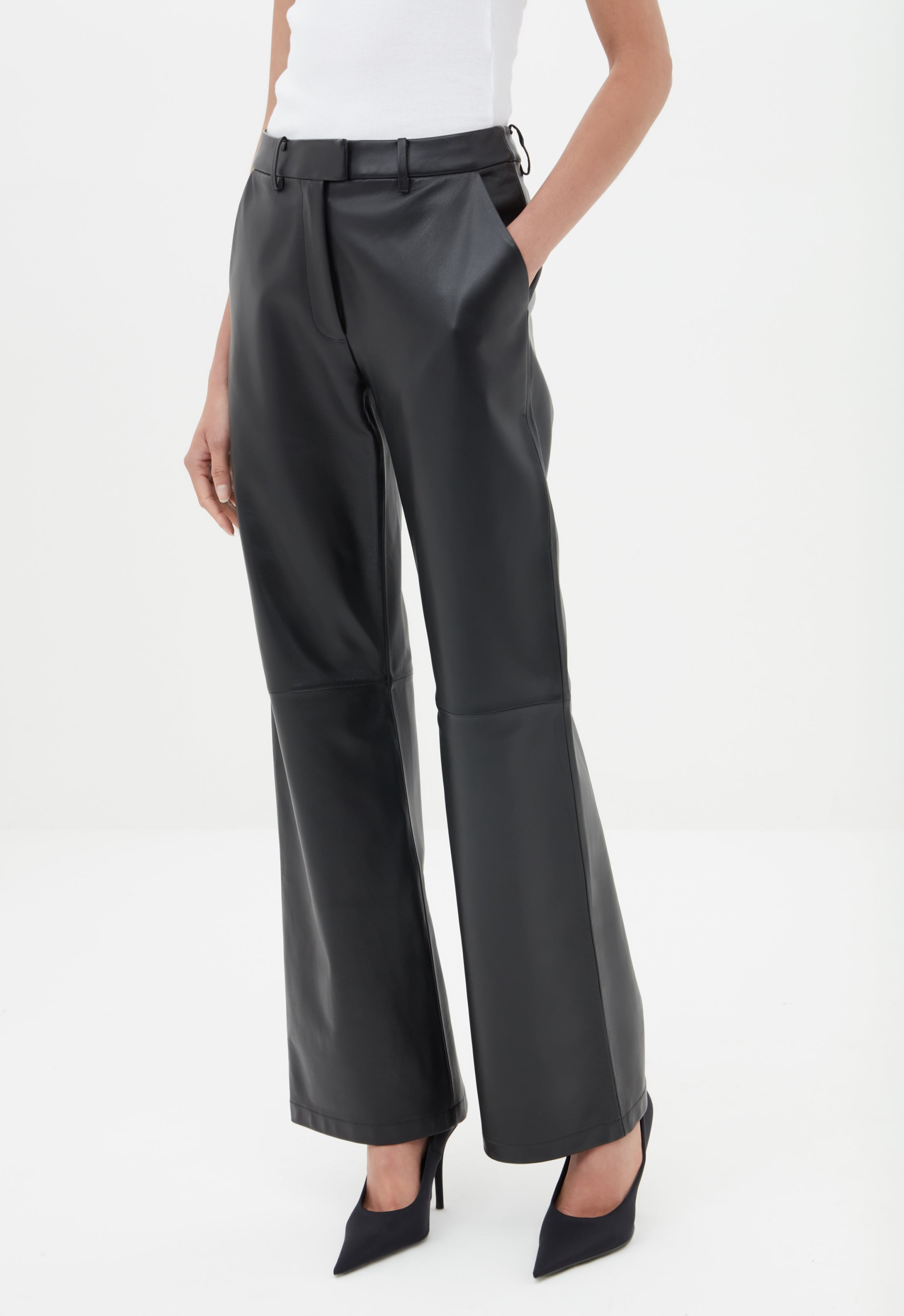 Leather Pant in Black AEXAE, Leather, Trousers, Black
