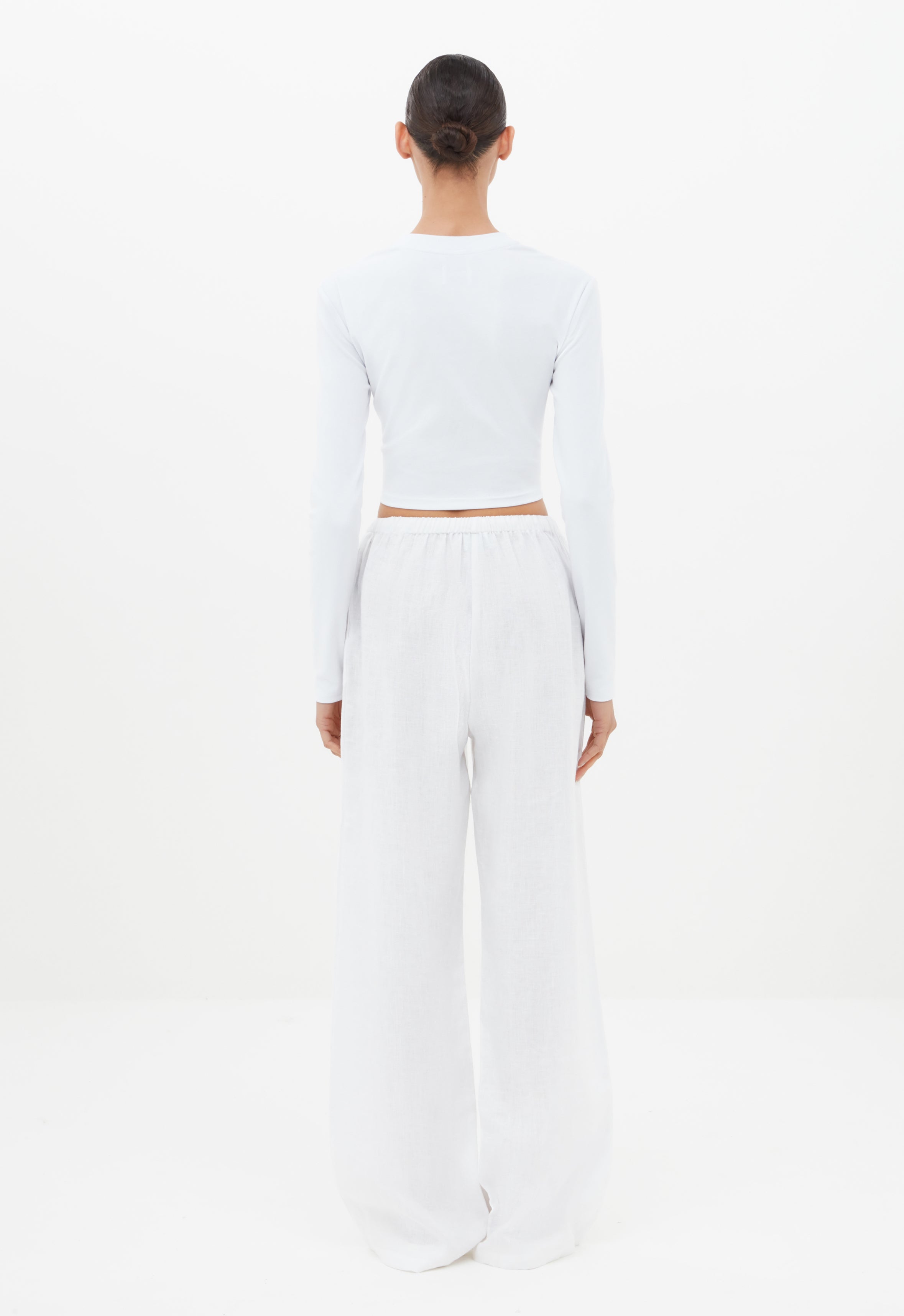 Linen Drawstring Pant in White Linen Drawstring Pant in White