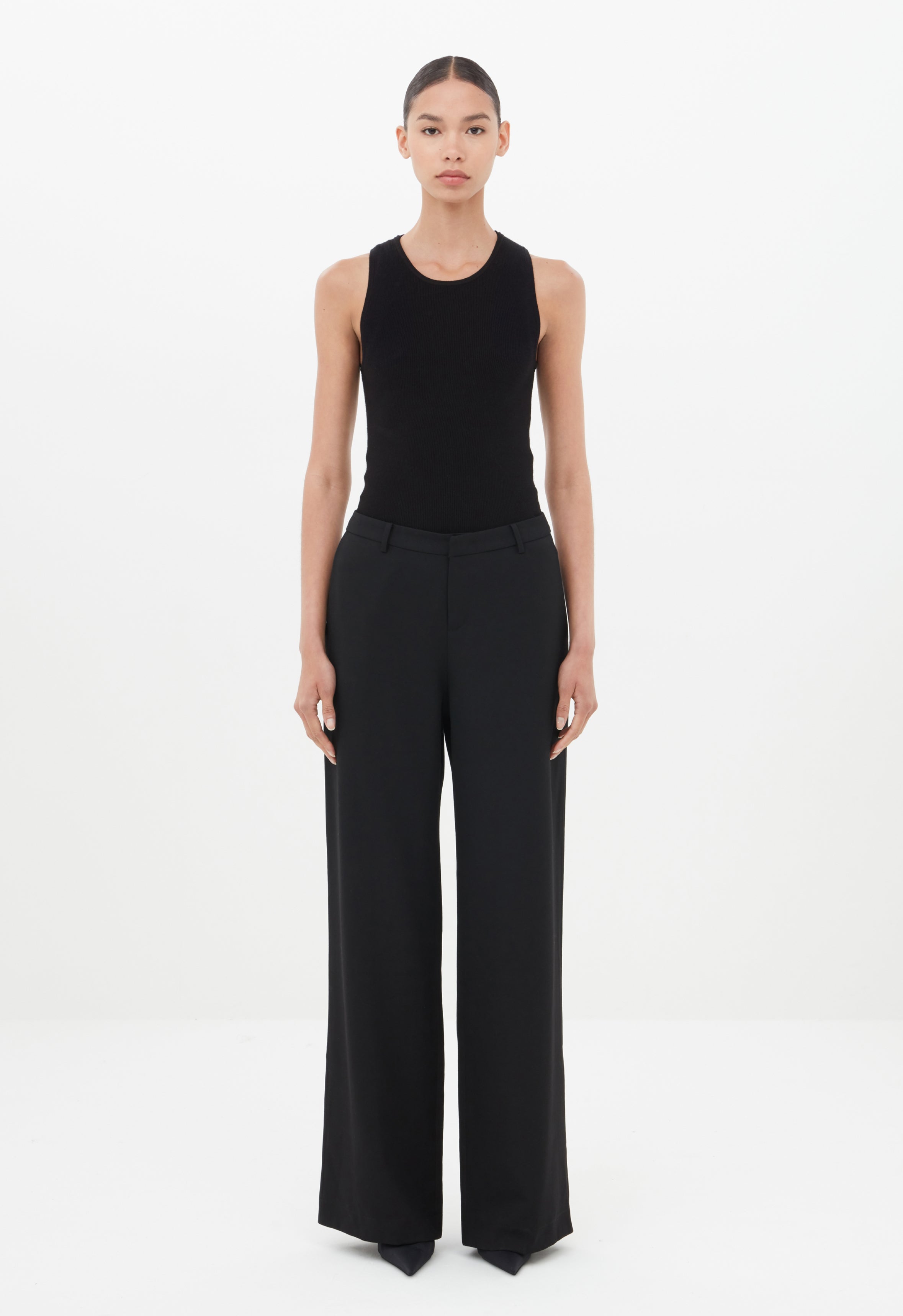 Knit Ribbed Top in Black AEXAE, Top, Black