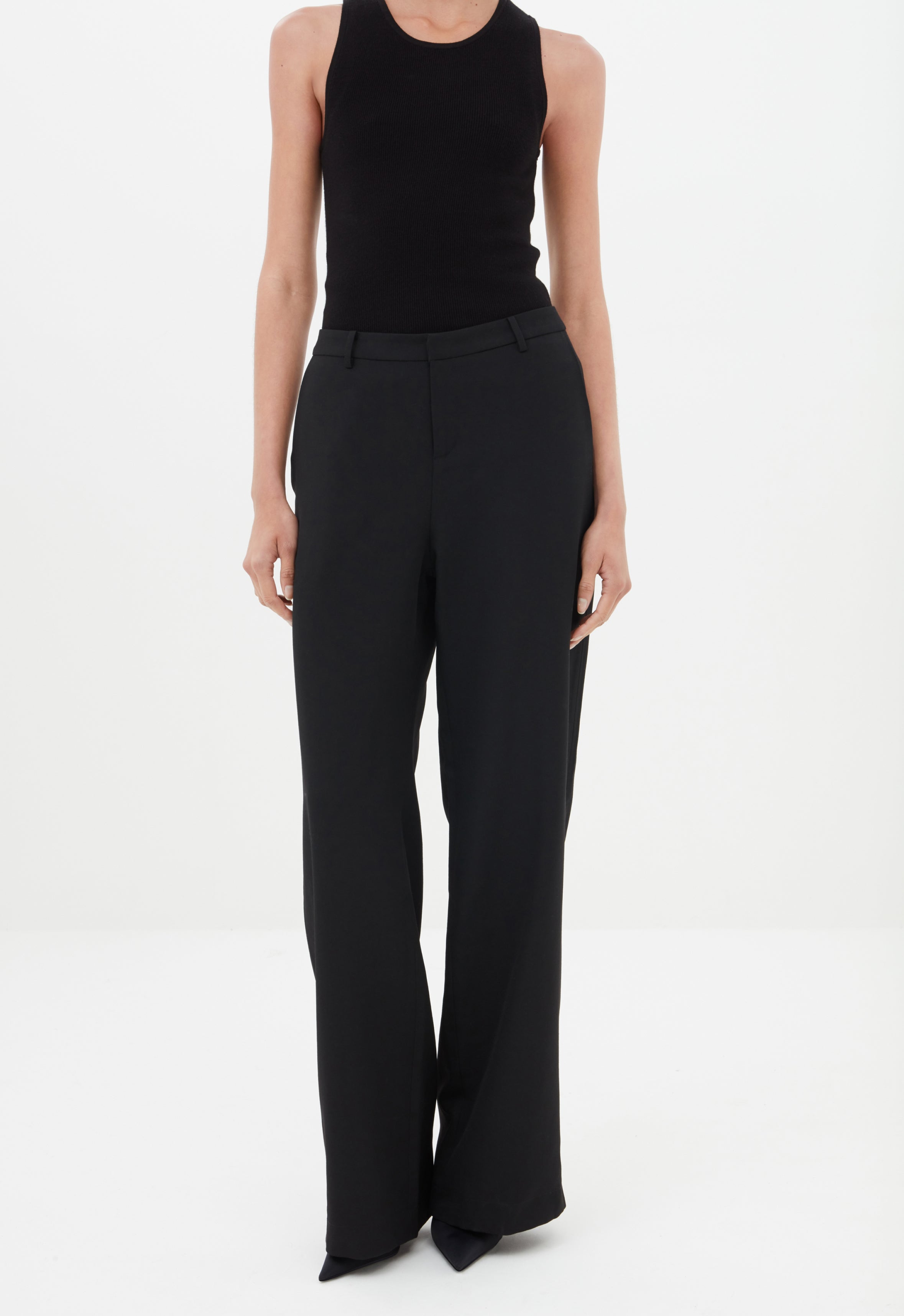 Mid Rise Trouser in Black AEXAE, Wool, Trouser, Black