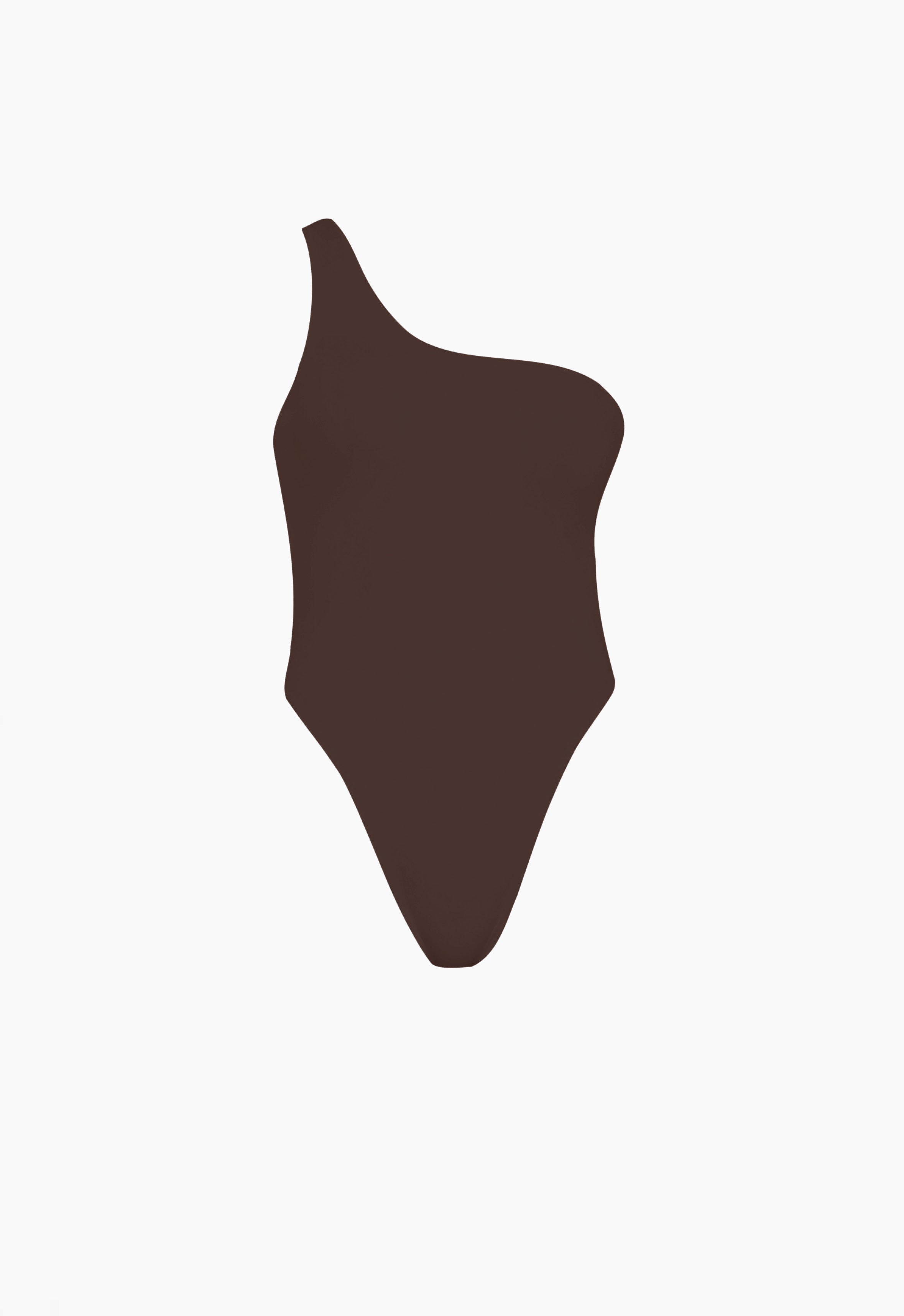 One Shoulder One-Piece in Brown Aexae, One Shoulder One Piece, Brown