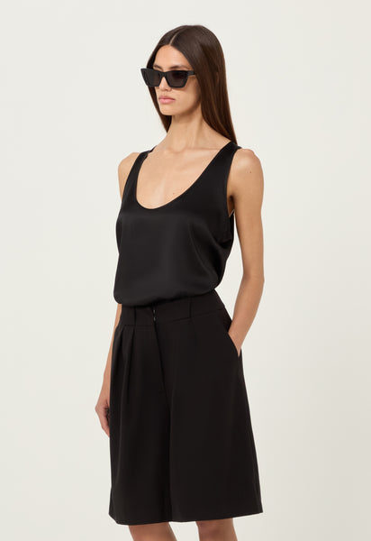 Silk Satin Tank Top in Black – AEXAE
