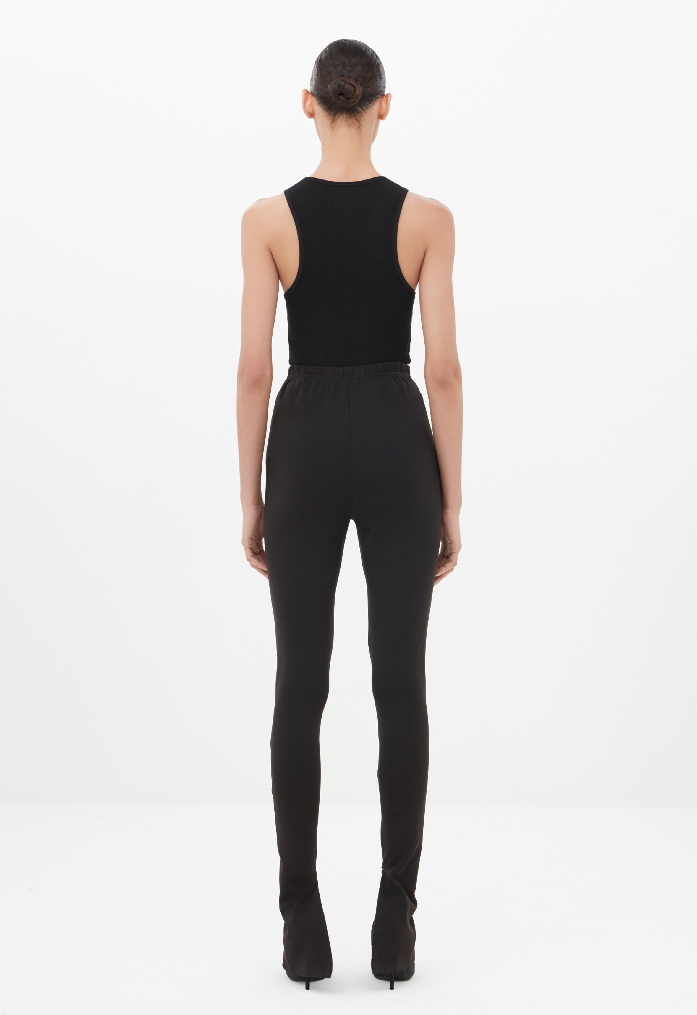 Stretch Zip Legging in Black AEXAE, Trousers, Black