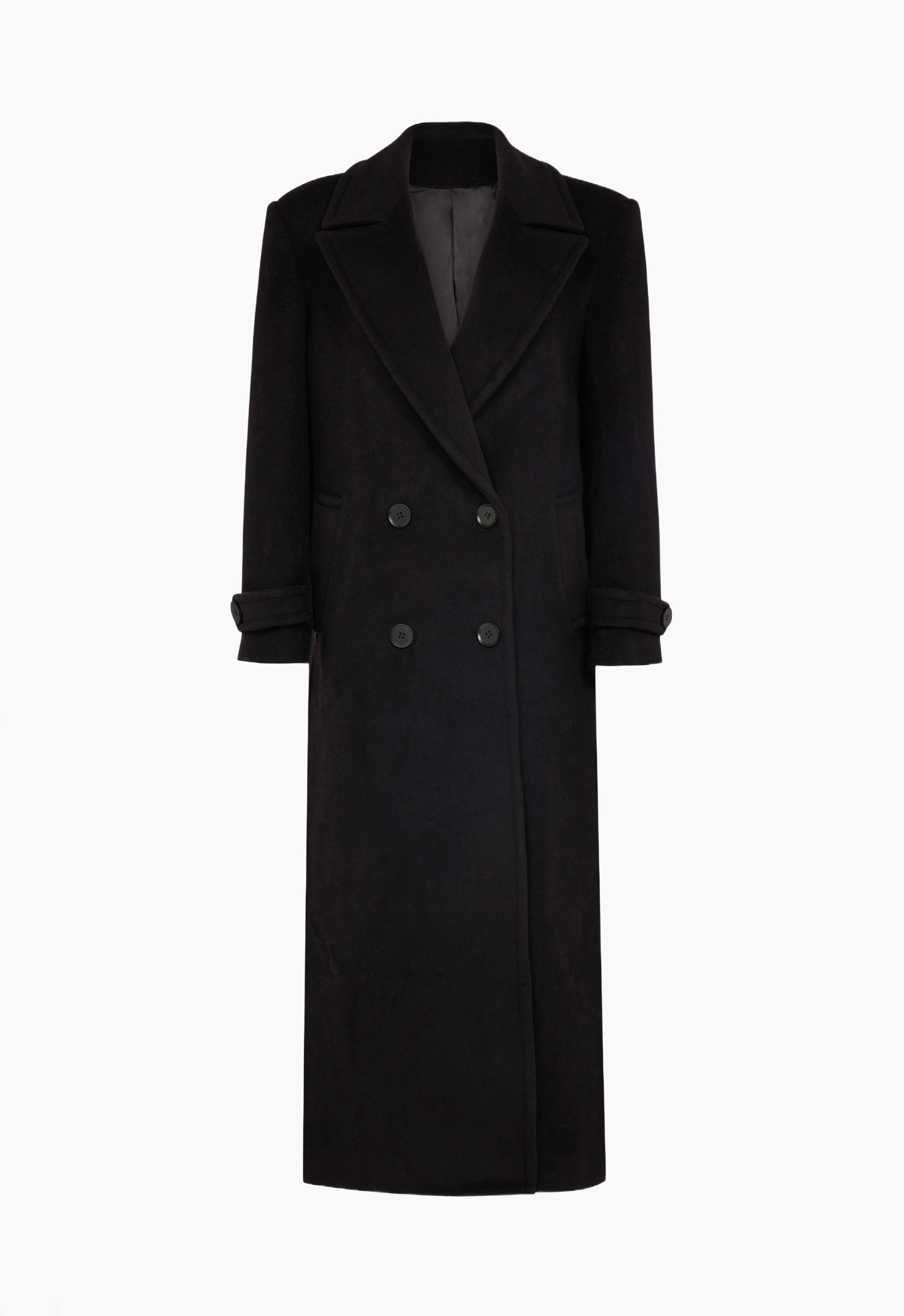 Structured Coat in Black AEXAE, Wool, Coat, Black