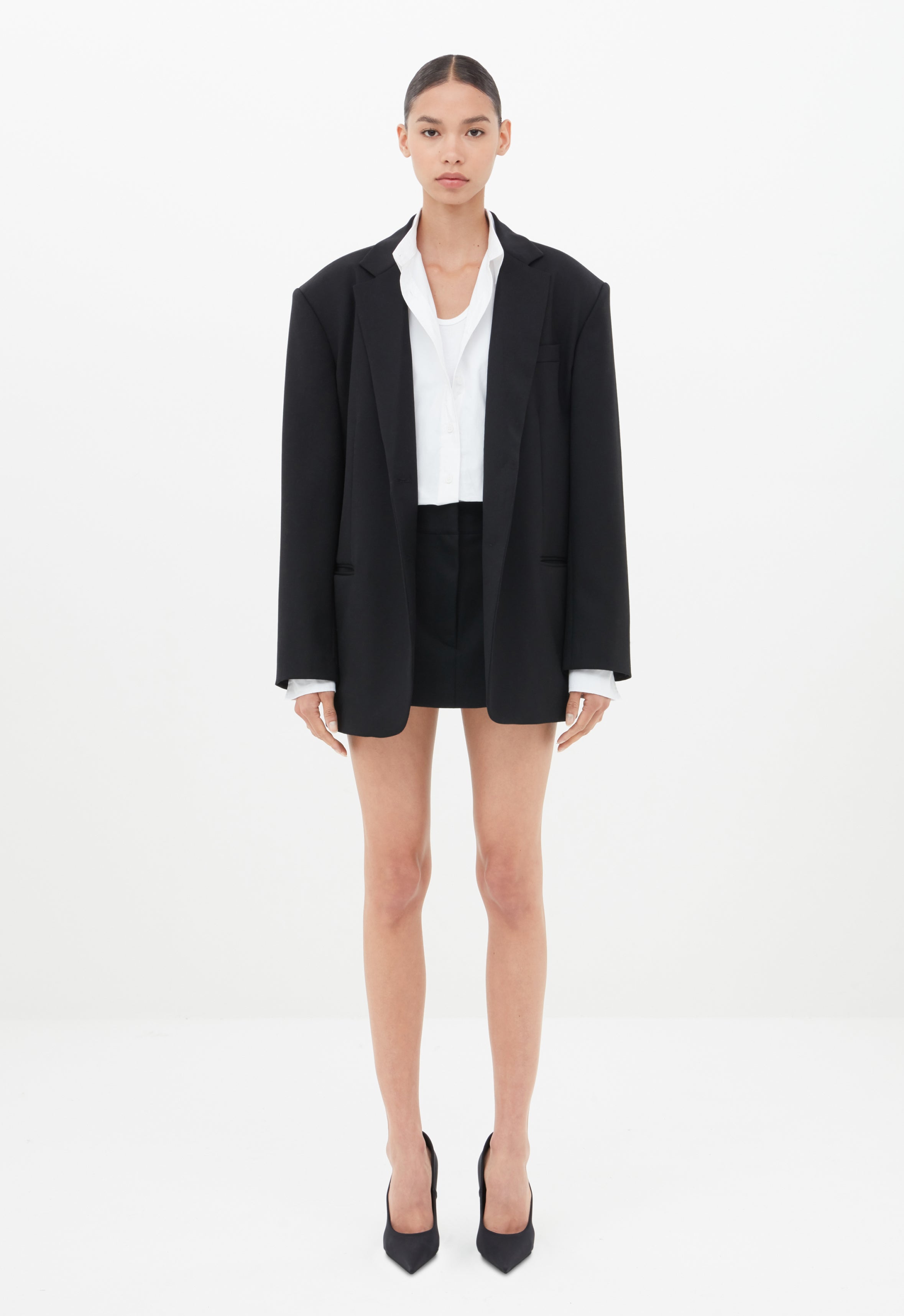 Wool Twill Blazer in Black AEXAE, Wool, Blazer, Black