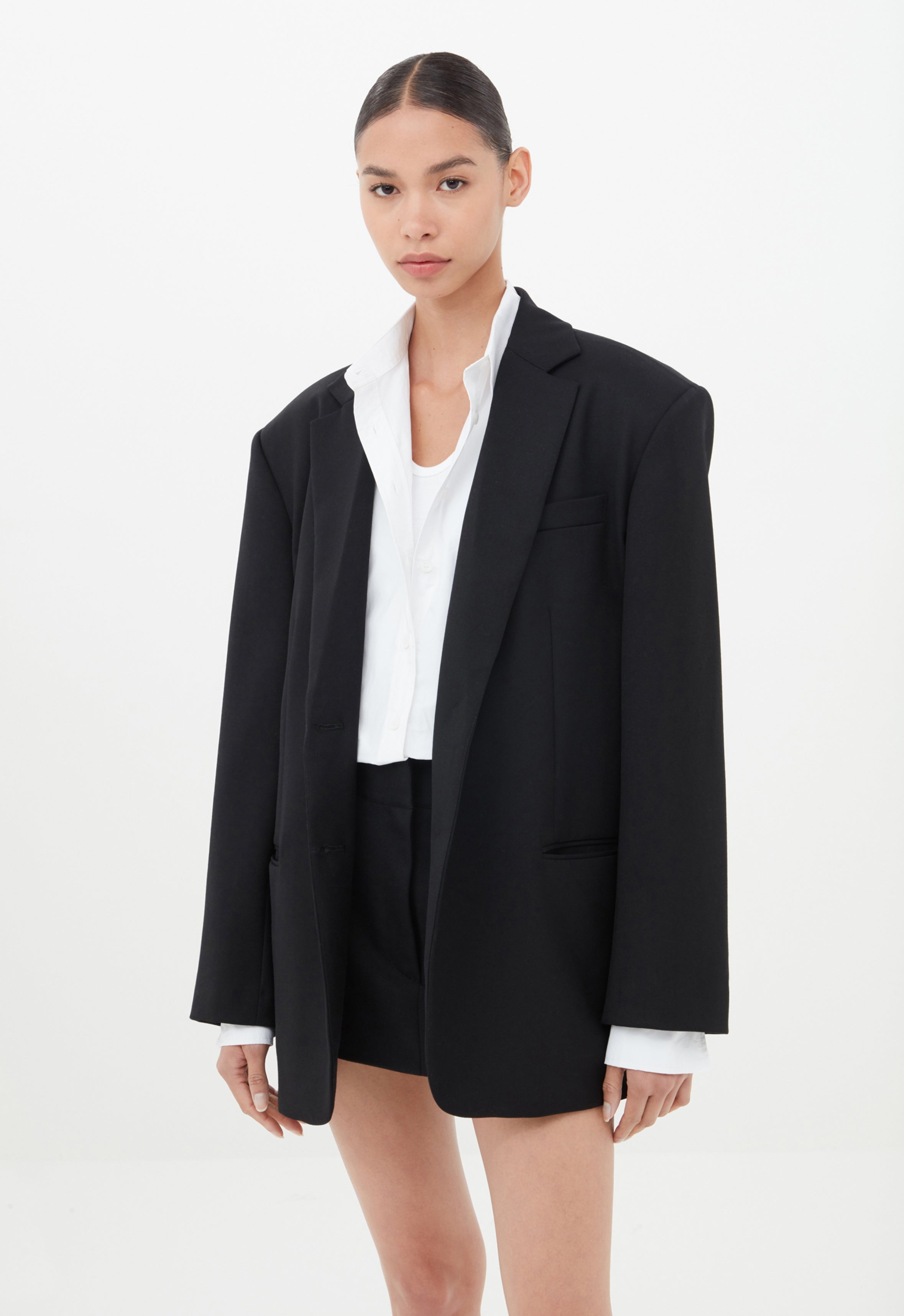 Wool Twill Blazer in Black AEXAE, Wool, Blazer, Black