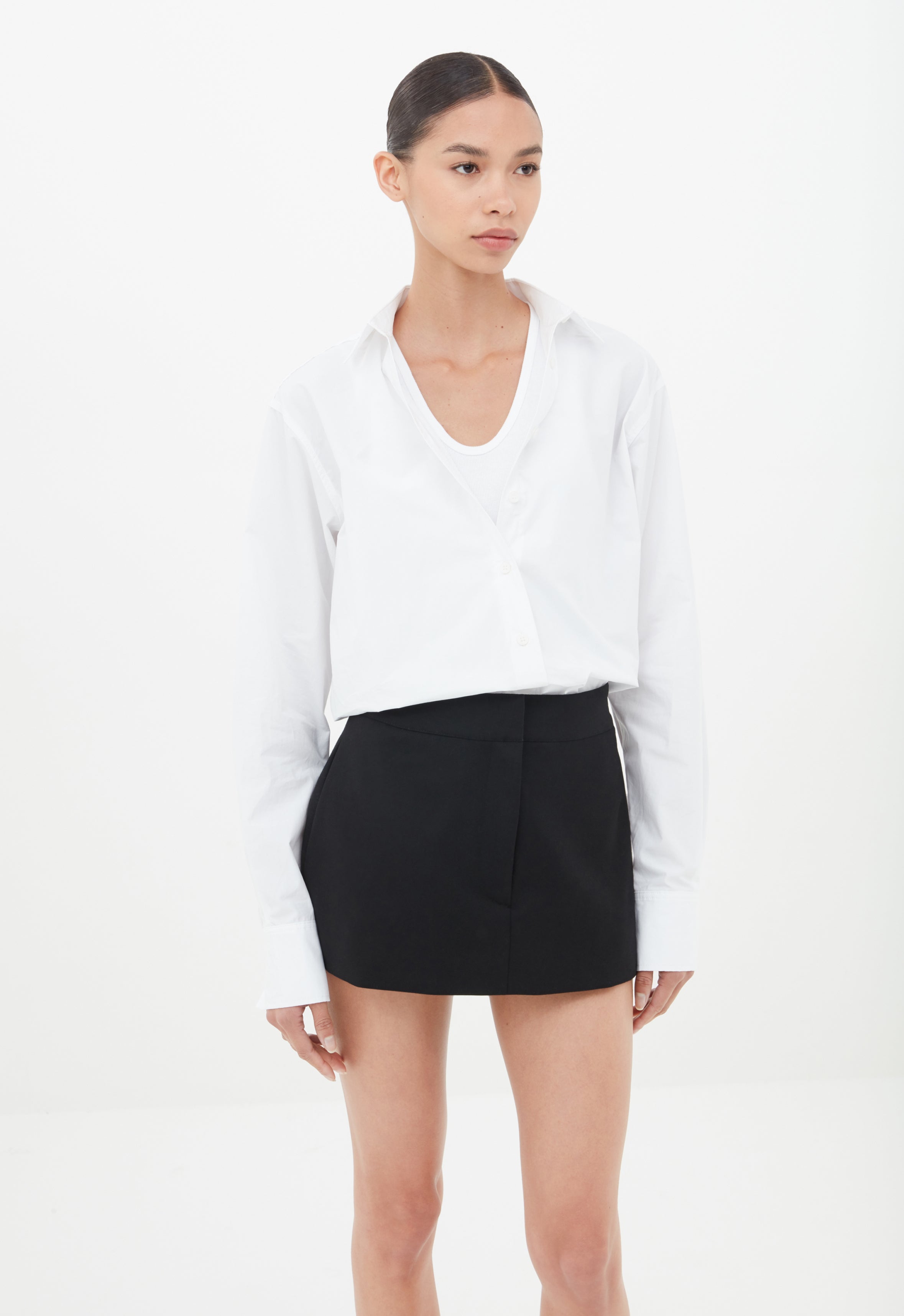 Wool Mini Skirt in Black AEXAE, Wool, Skirt, Black