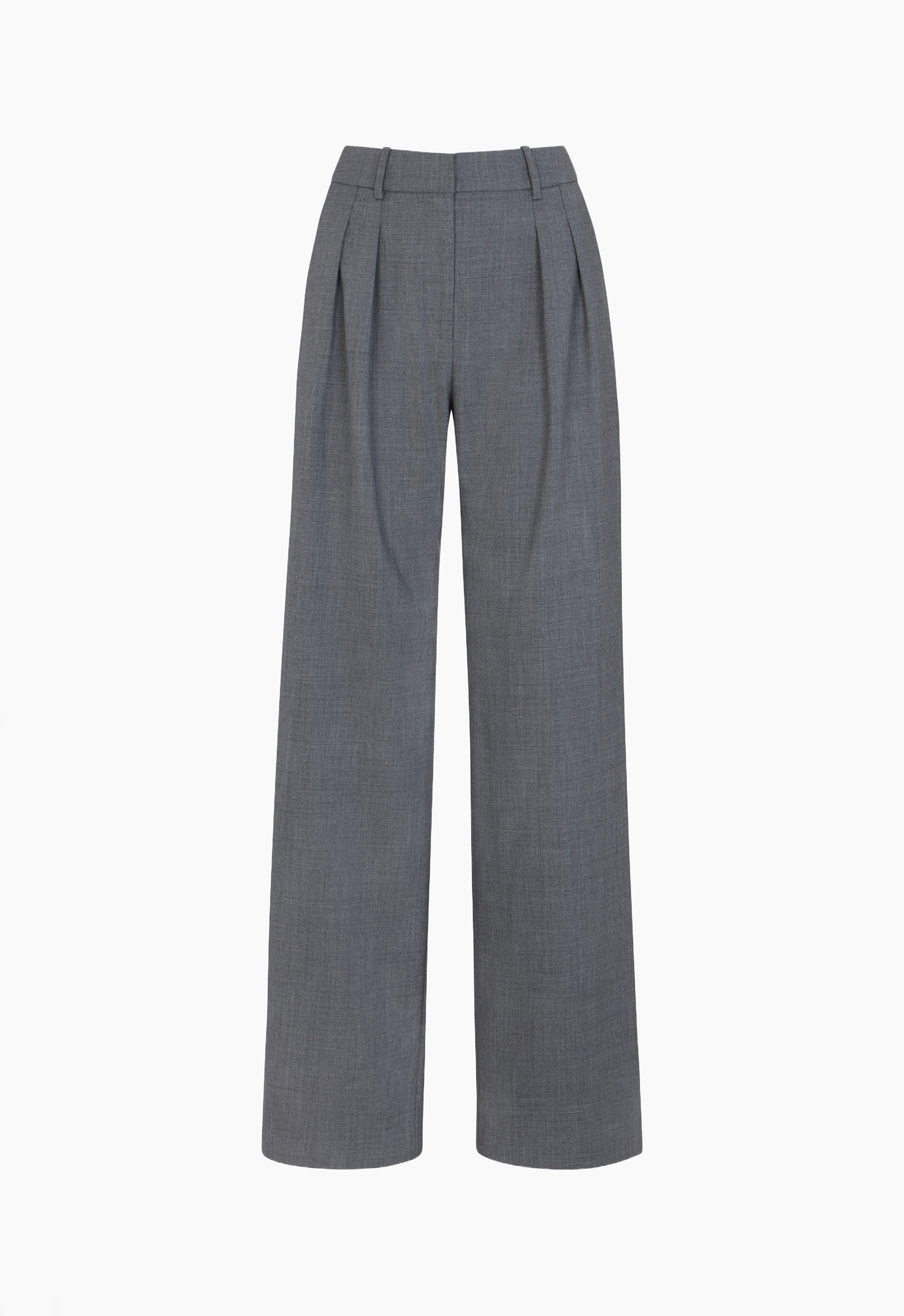 Wool Pleated Trouser in Grey AEXAE, Wool, Trouser, Grey