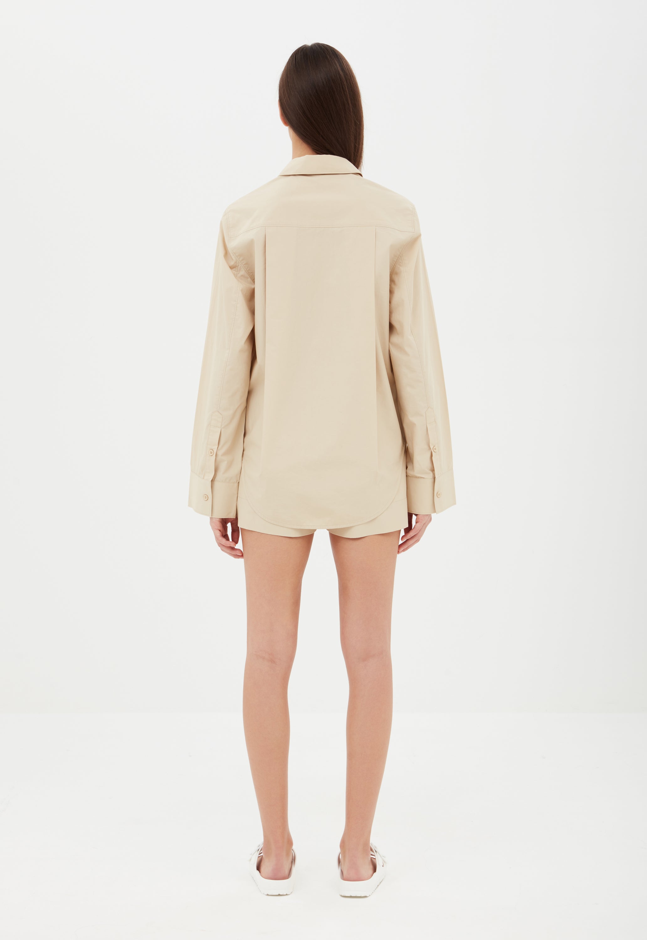 Cotton Wide Sleeve Shirt in Beige Aexae, Cotton Wide Sleeve Shirt, Beige