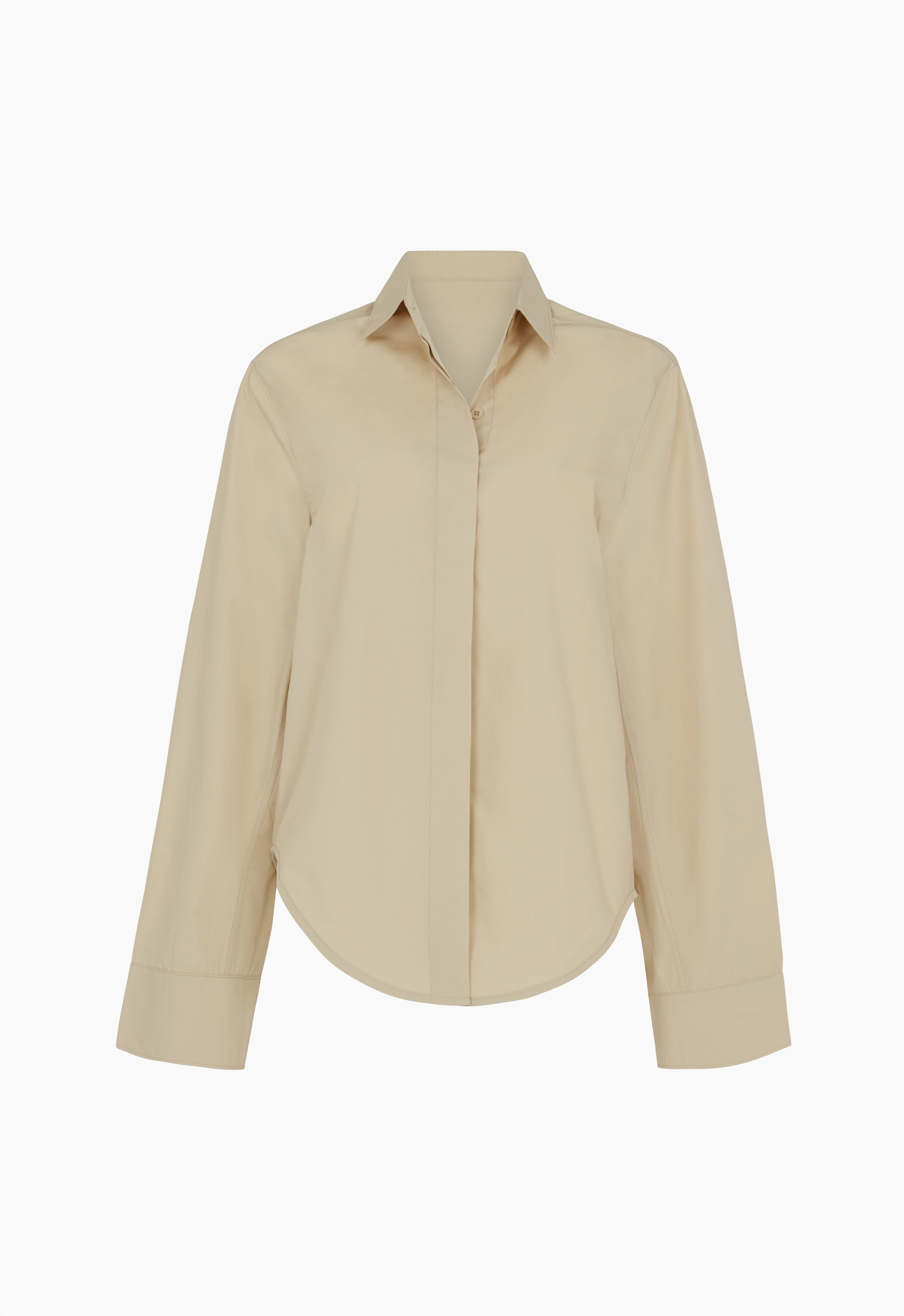 Cotton Wide Sleeve Shirt in Beige Aexae, Cotton Wide Sleeve Shirt, Beige