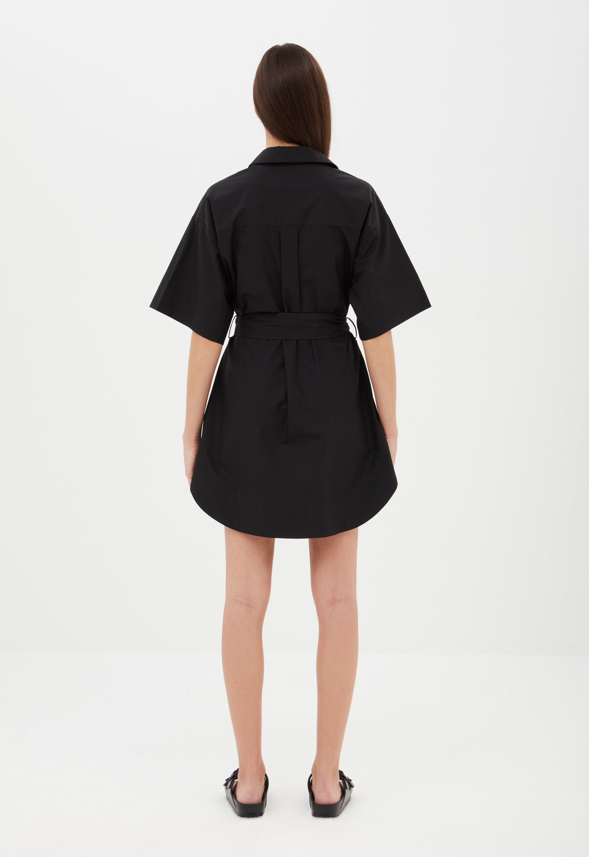 Cotton Kimono Mini Dress in Black Aexae, Cotton Kimono Mini Dress, Black