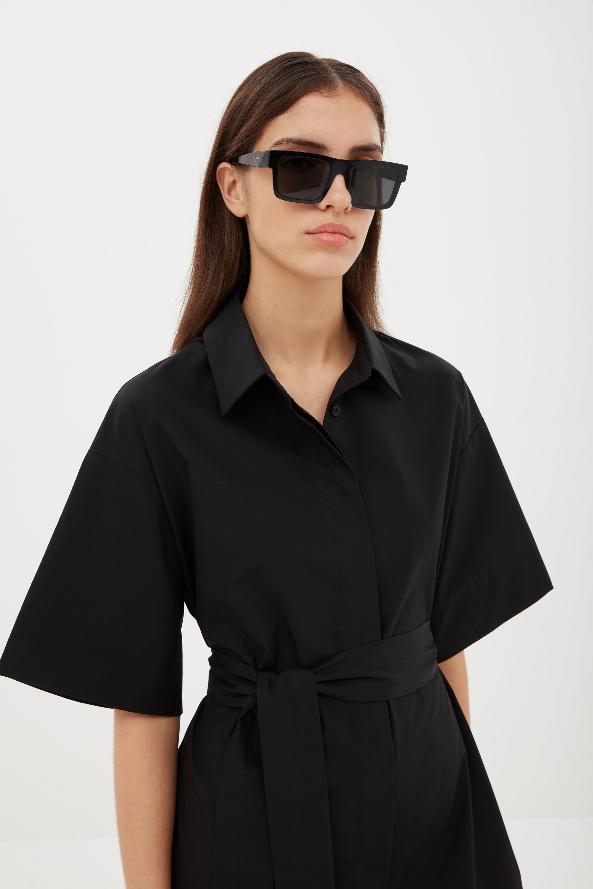Cotton Kimono Mini Dress in Black Aexae, Cotton Kimono Mini Dress, Black