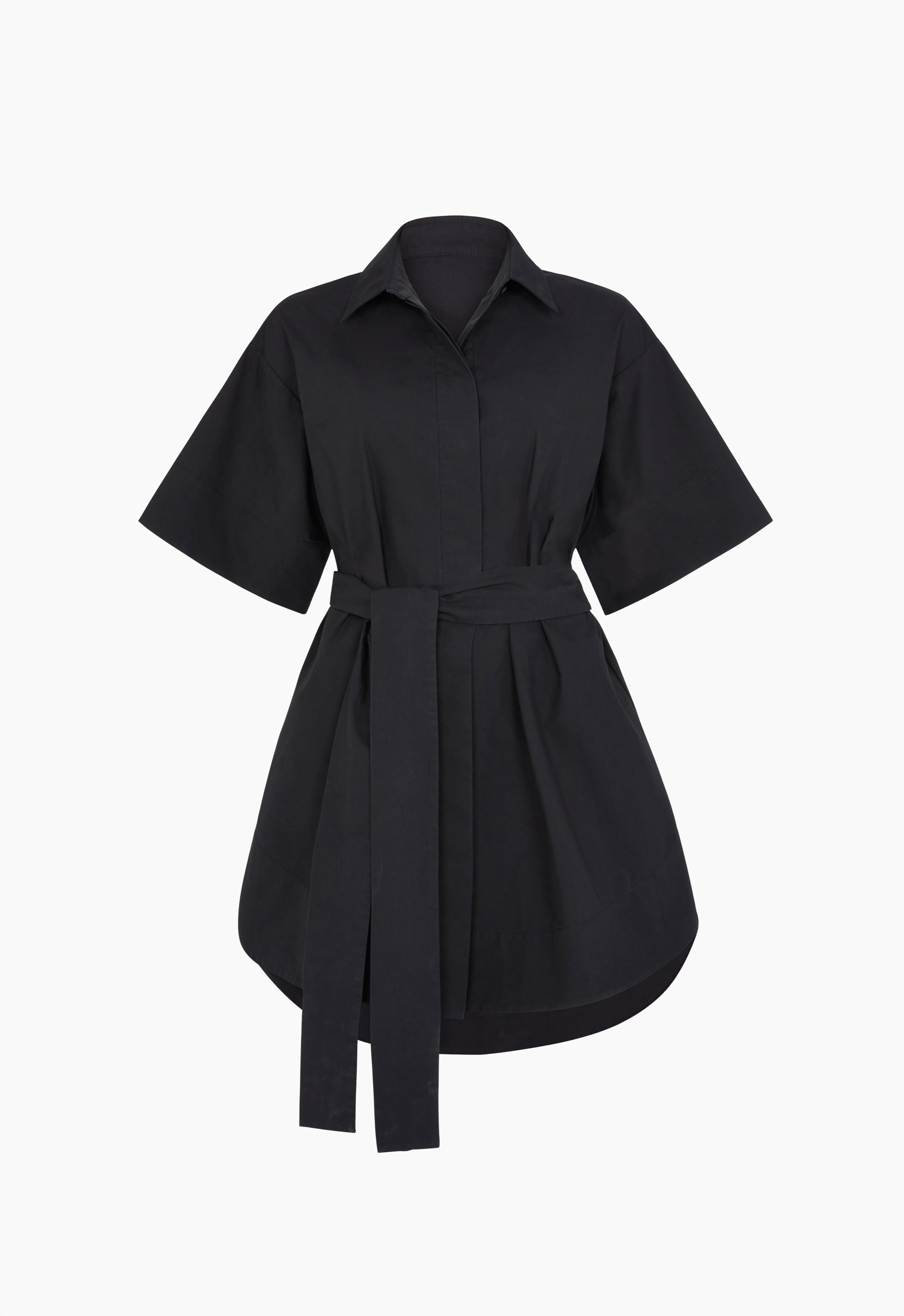 Cotton Kimono Mini Dress in Black Aexae, Cotton Kimono Mini Dress, Black
