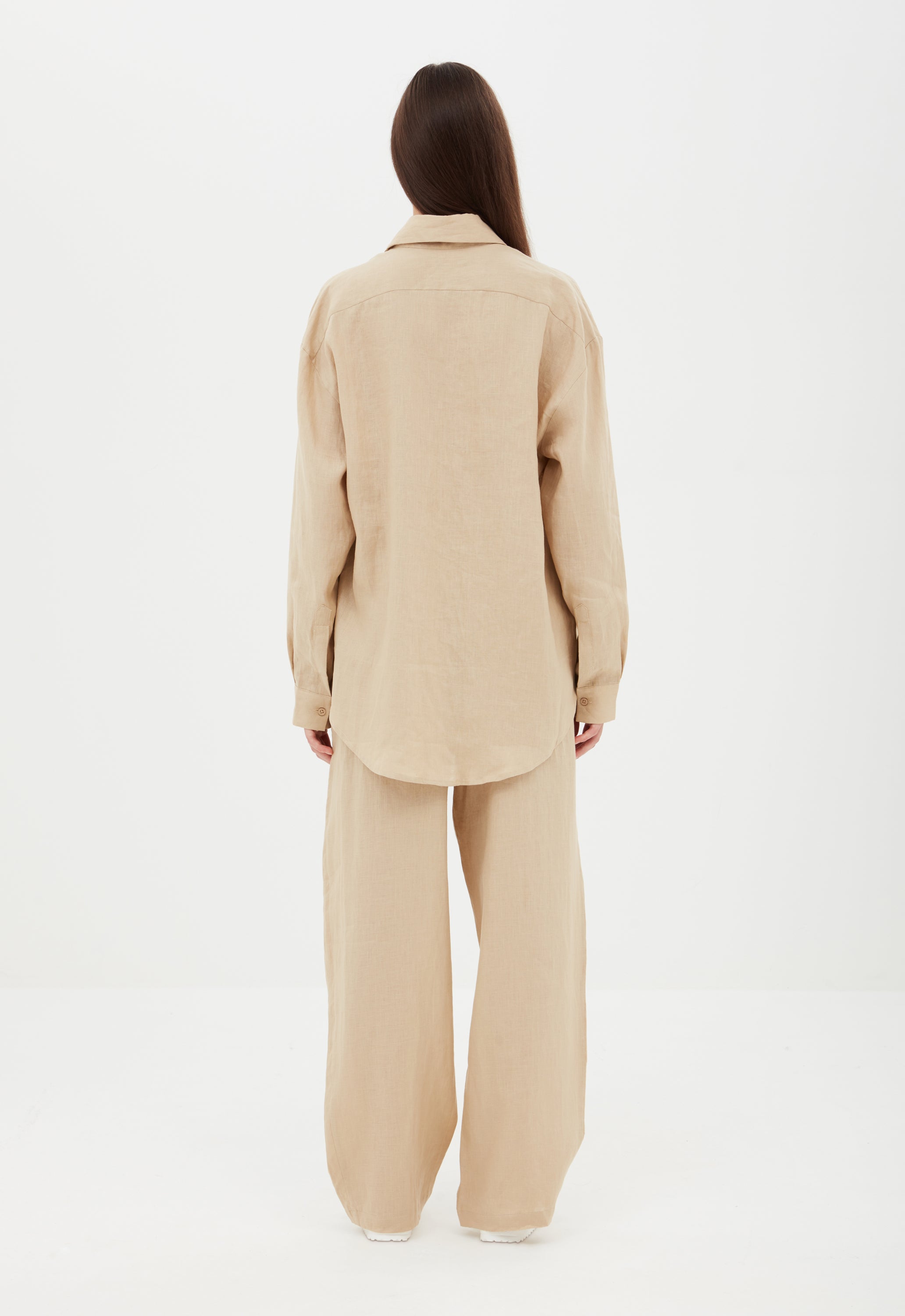 Linen High-Rise Trouser in Beige Aexae, Linen High-Rise Trousers, Beige