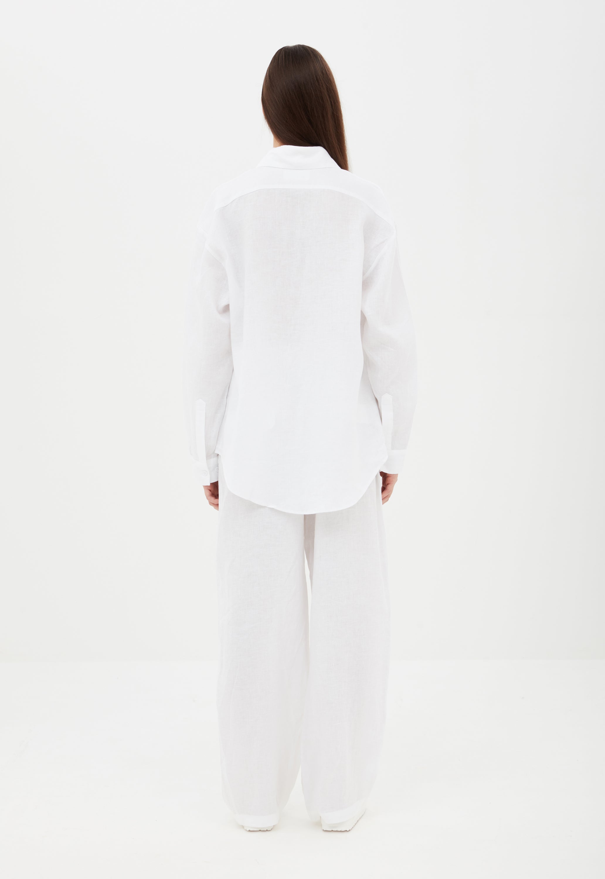 Linen Woven Shirt in White Aexae, Linen Woven Shirt, White