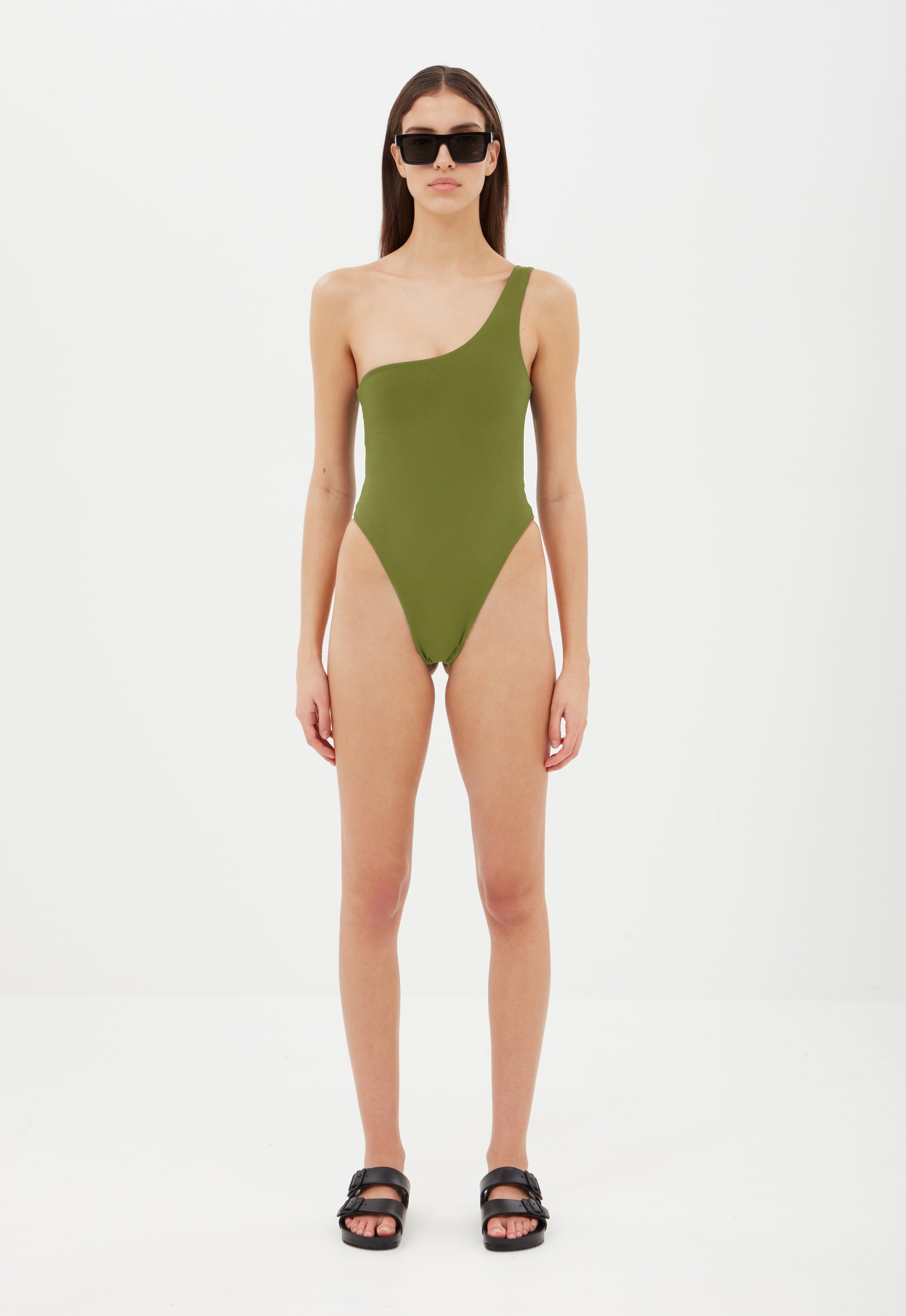 One Shoulder One-Piece in Army Green Aexae, One Shoulder One Piece, Army Green