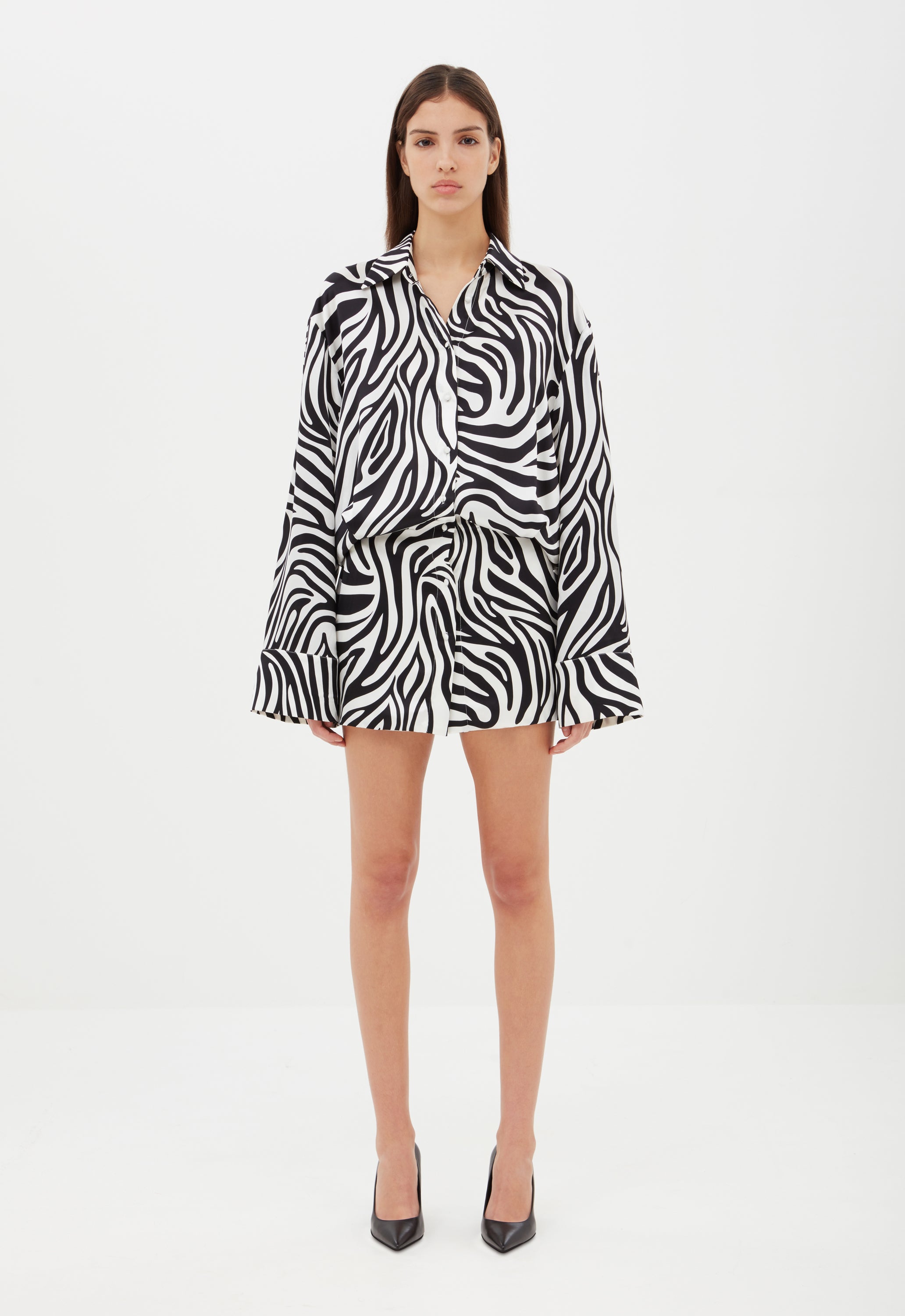 Silk Shirt Dress in Zebra Aexae, Silk Shirt Dress, Zebra