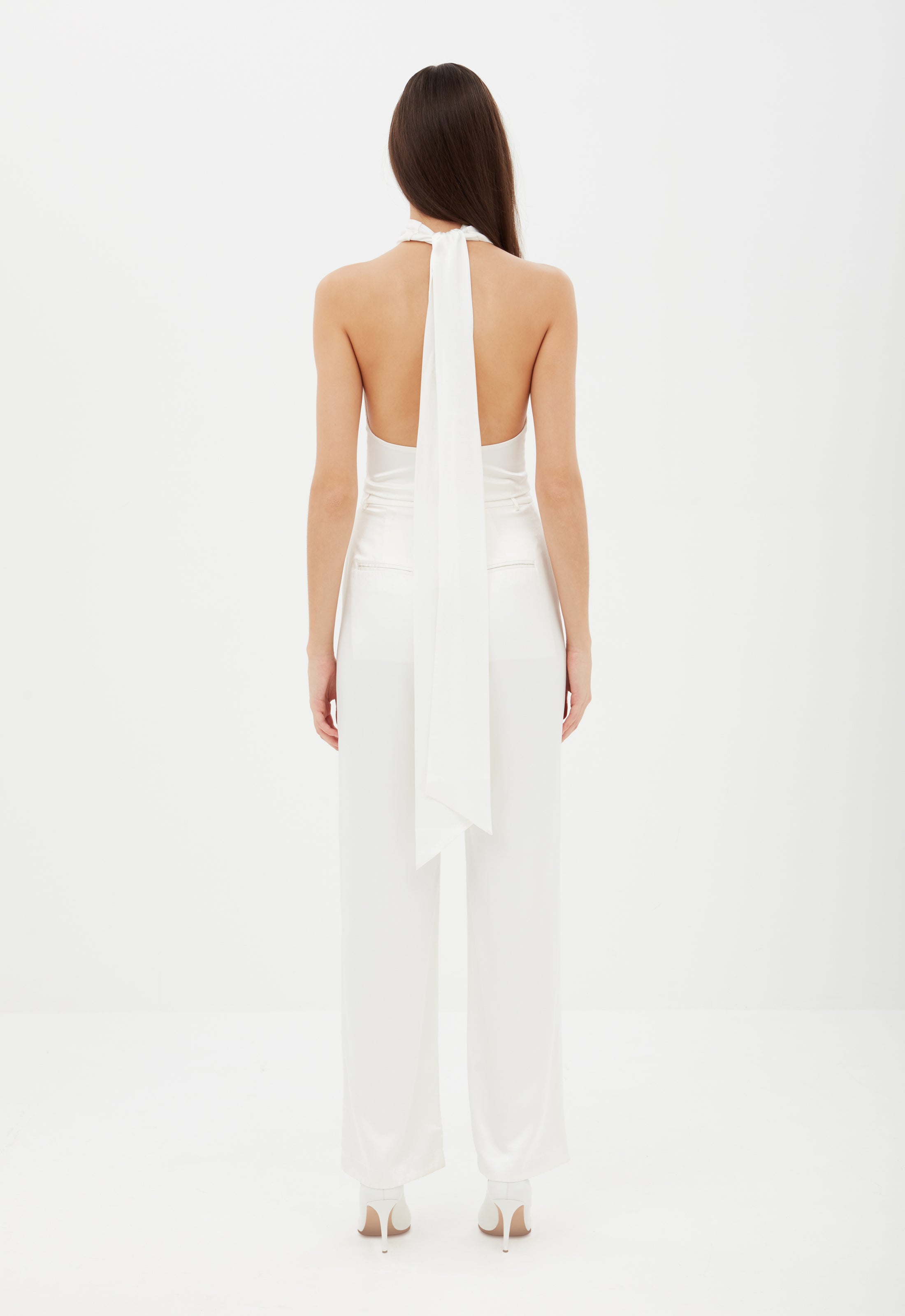 Silk Trouser in White Aexae, Silk Trousers, White