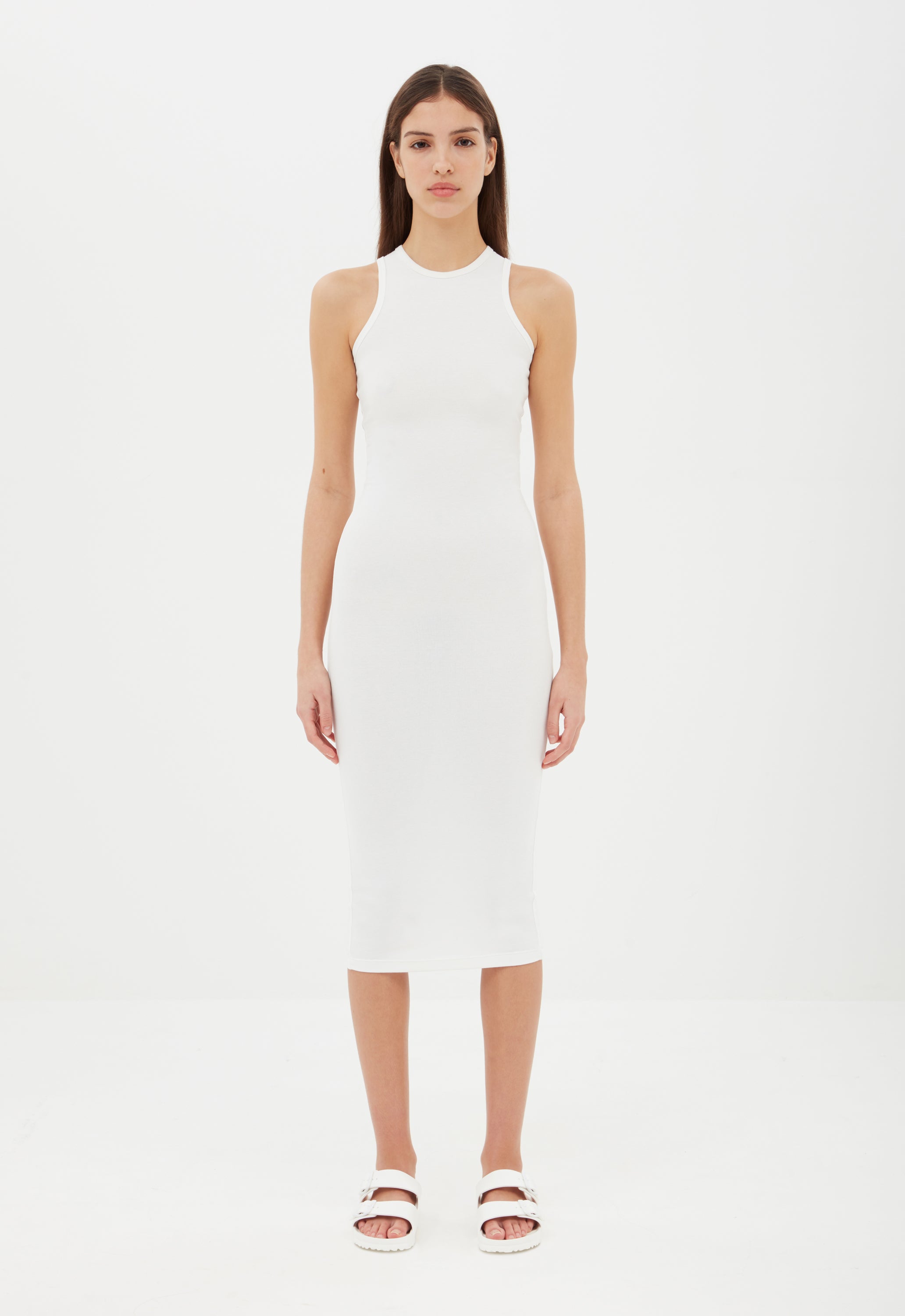 Tank Midi Dress in White Aexae, Tank Midi Dress, White