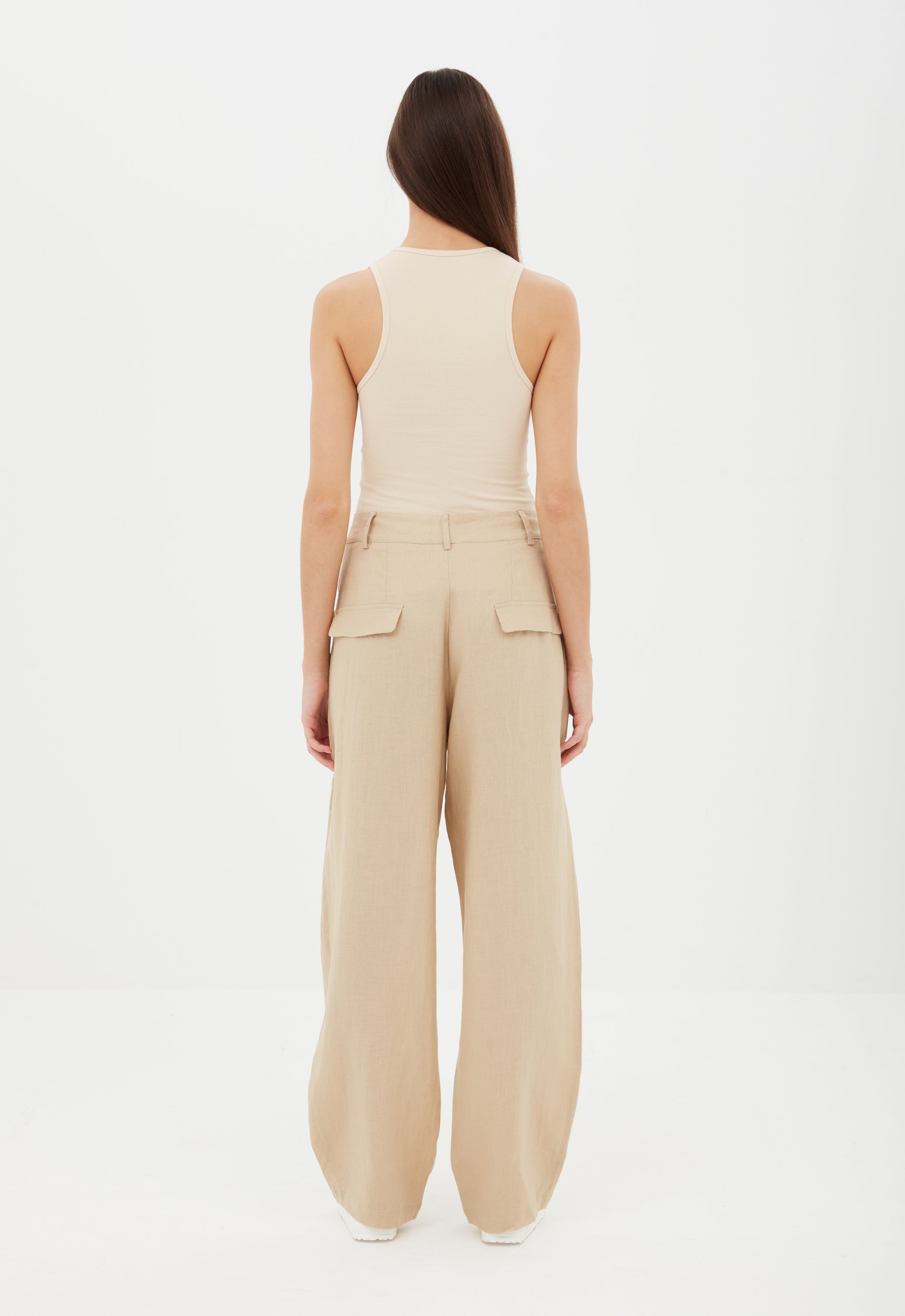 Ribbed Tank Top in Beige Aexae, Ribbed Tank Top, Beige