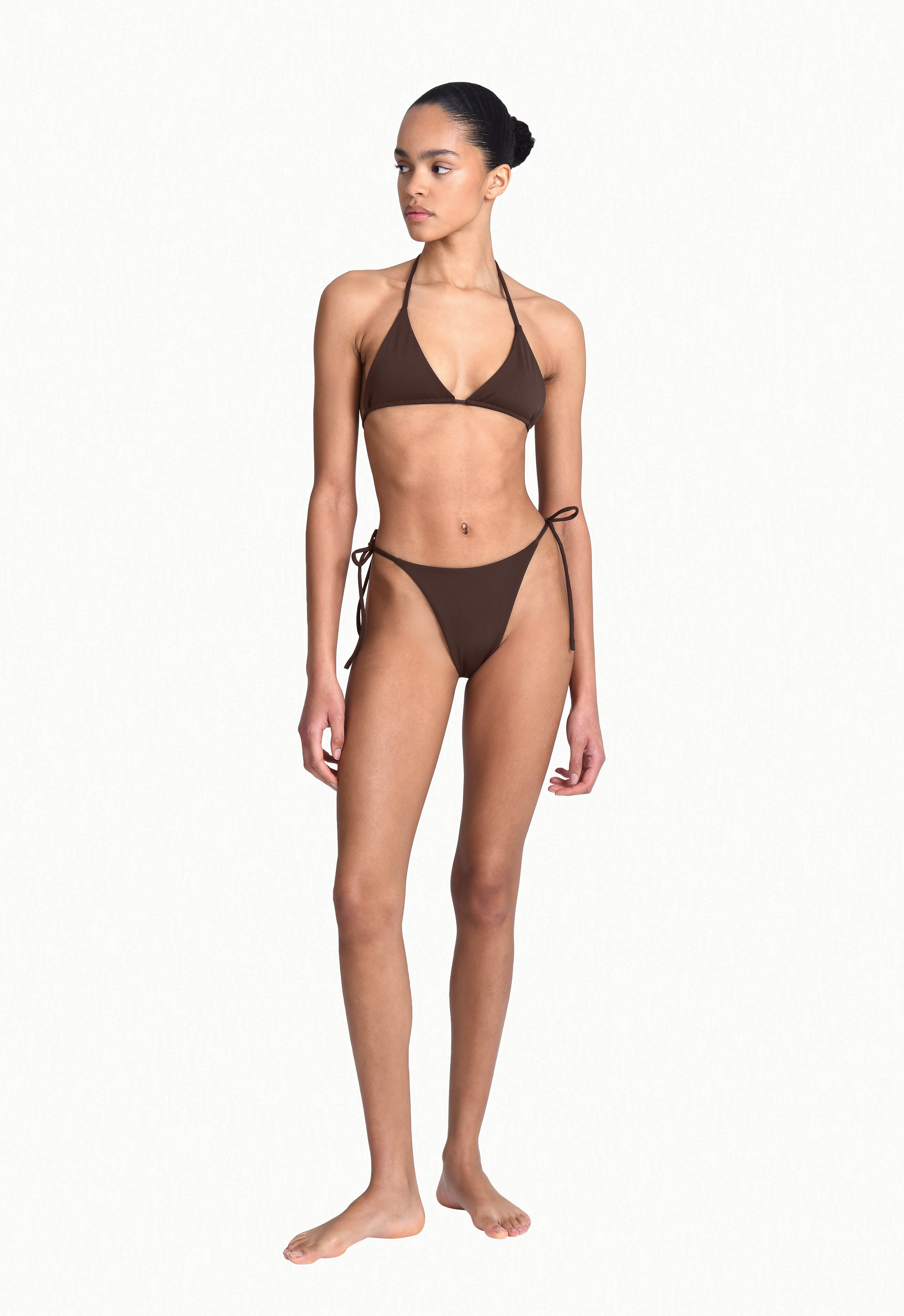 Tyra Tie Neck Top in Brown Aexae, Tyra Tie Neck Top, Brown