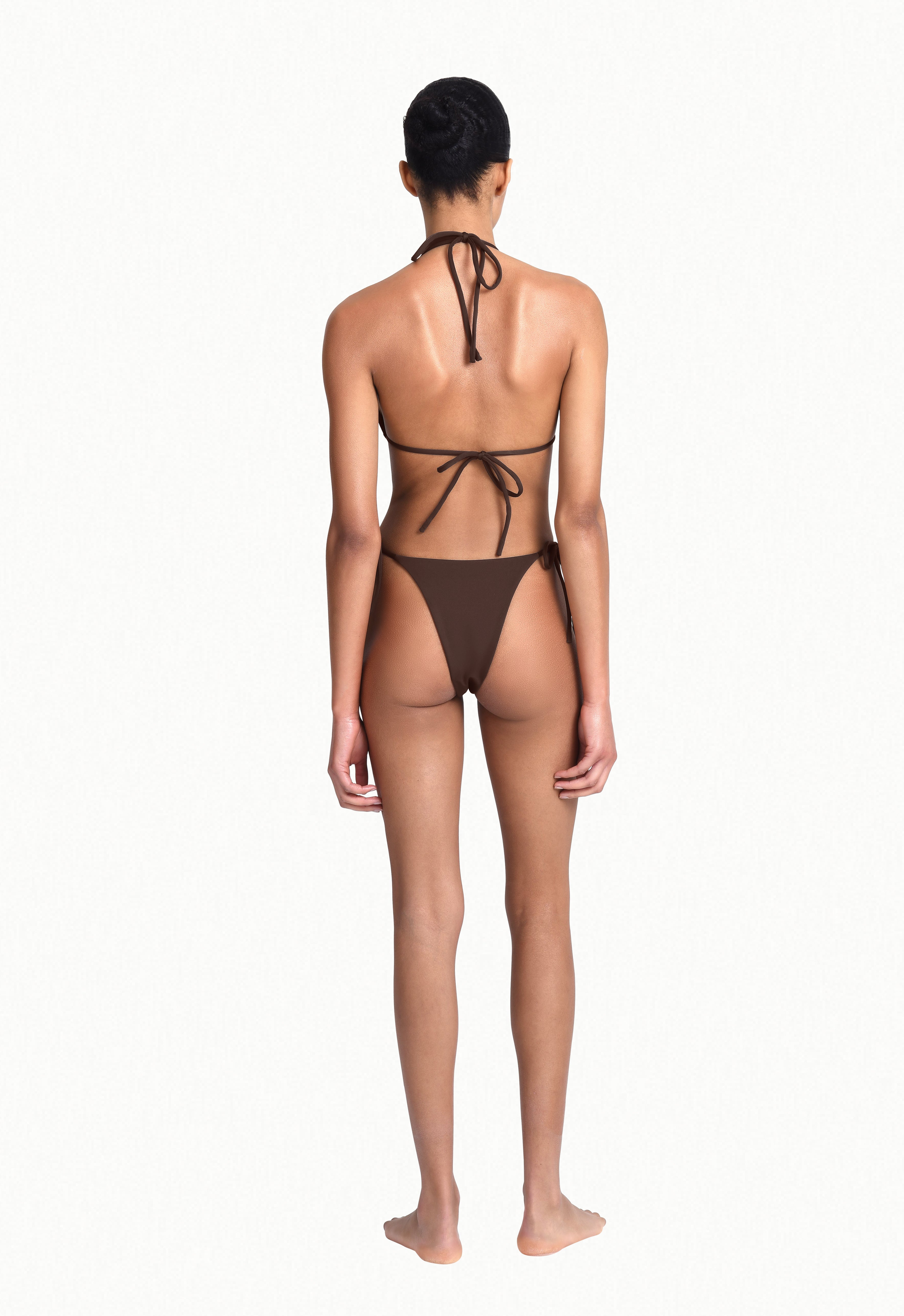 Tyra Tie Neck Top in Brown Aexae, Tyra Tie Neck Top, Brown