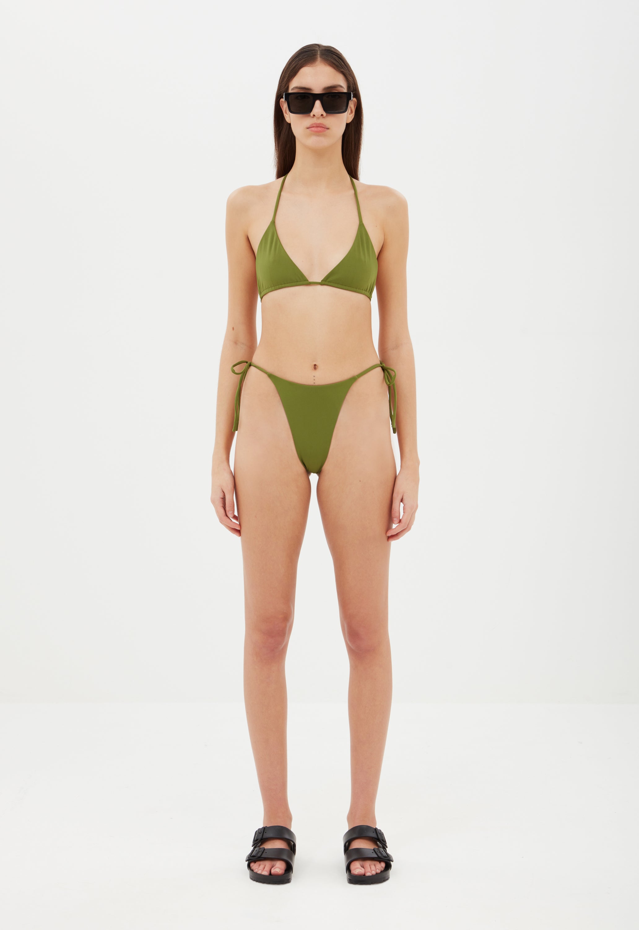 Tyra Tie Neck Top in Army Green Aexae, Tyra Tie Neck Top, Army Green
