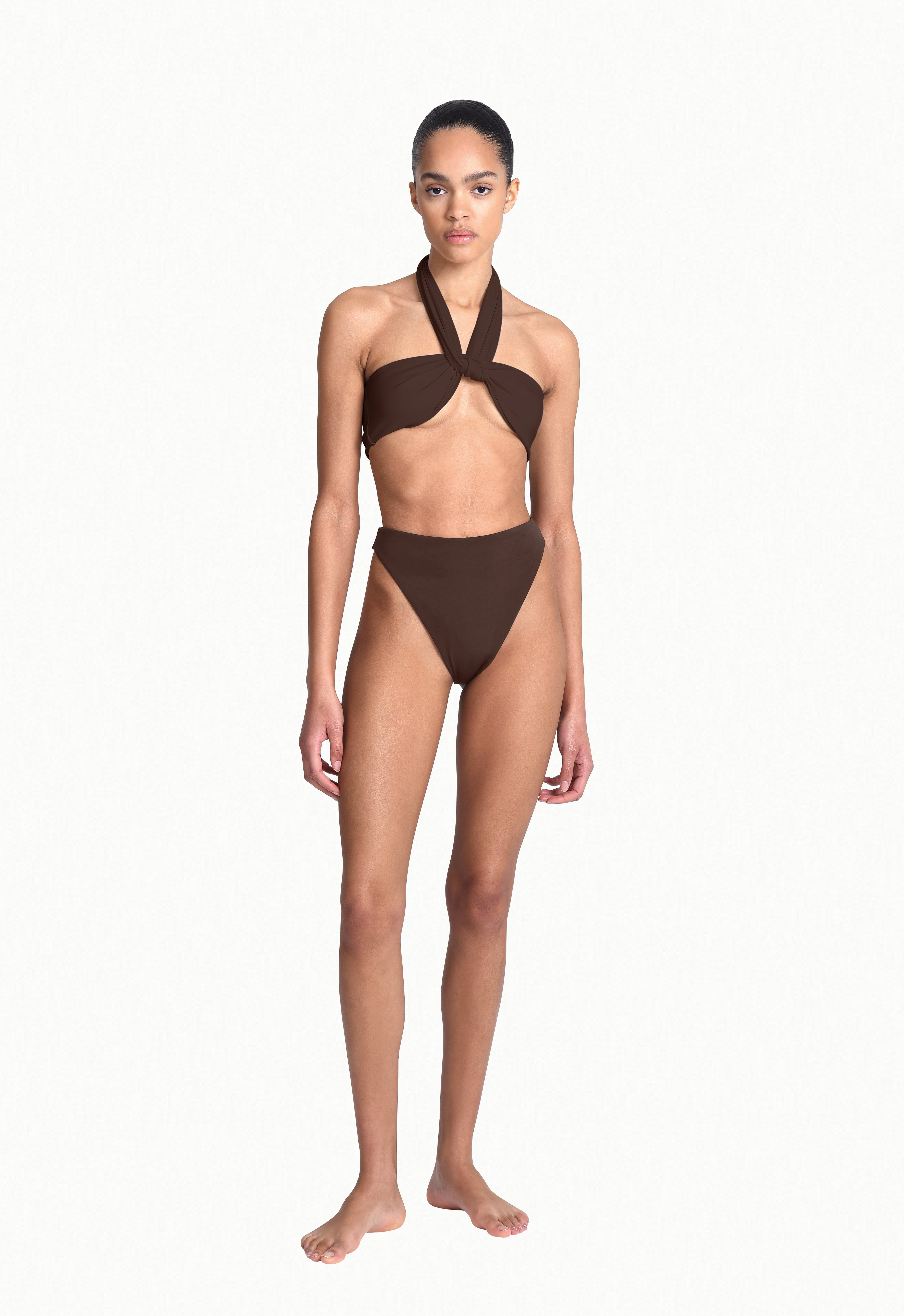 Triangle High Cut Bottoms in Brown Aexae, Triangle High Cut Bottoms, Brown