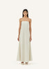 Linen Column Bandeau Maxi Dress in White
