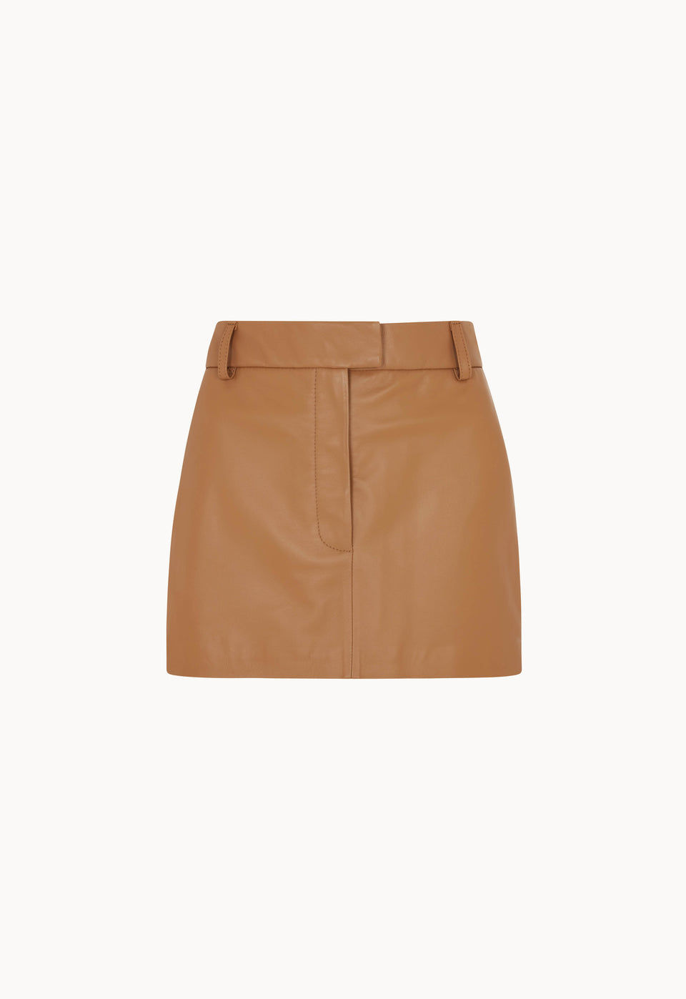 Leather Mini Skirt in Tan