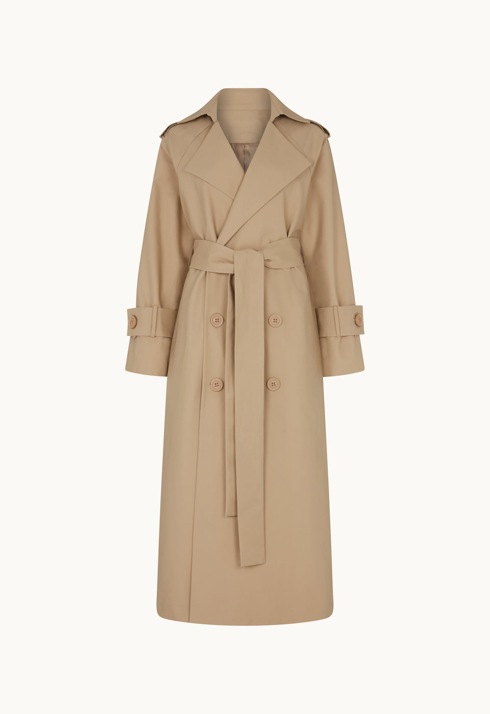 Cotton Trench Coat in Tan