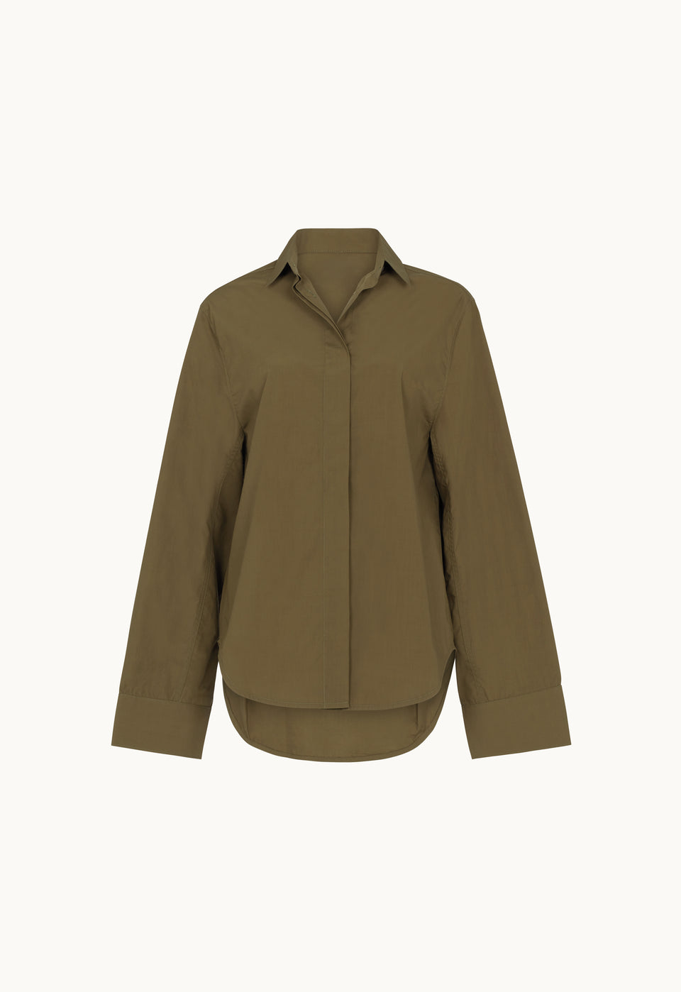 Cotton Wide Sleeve Shirt in Army Green