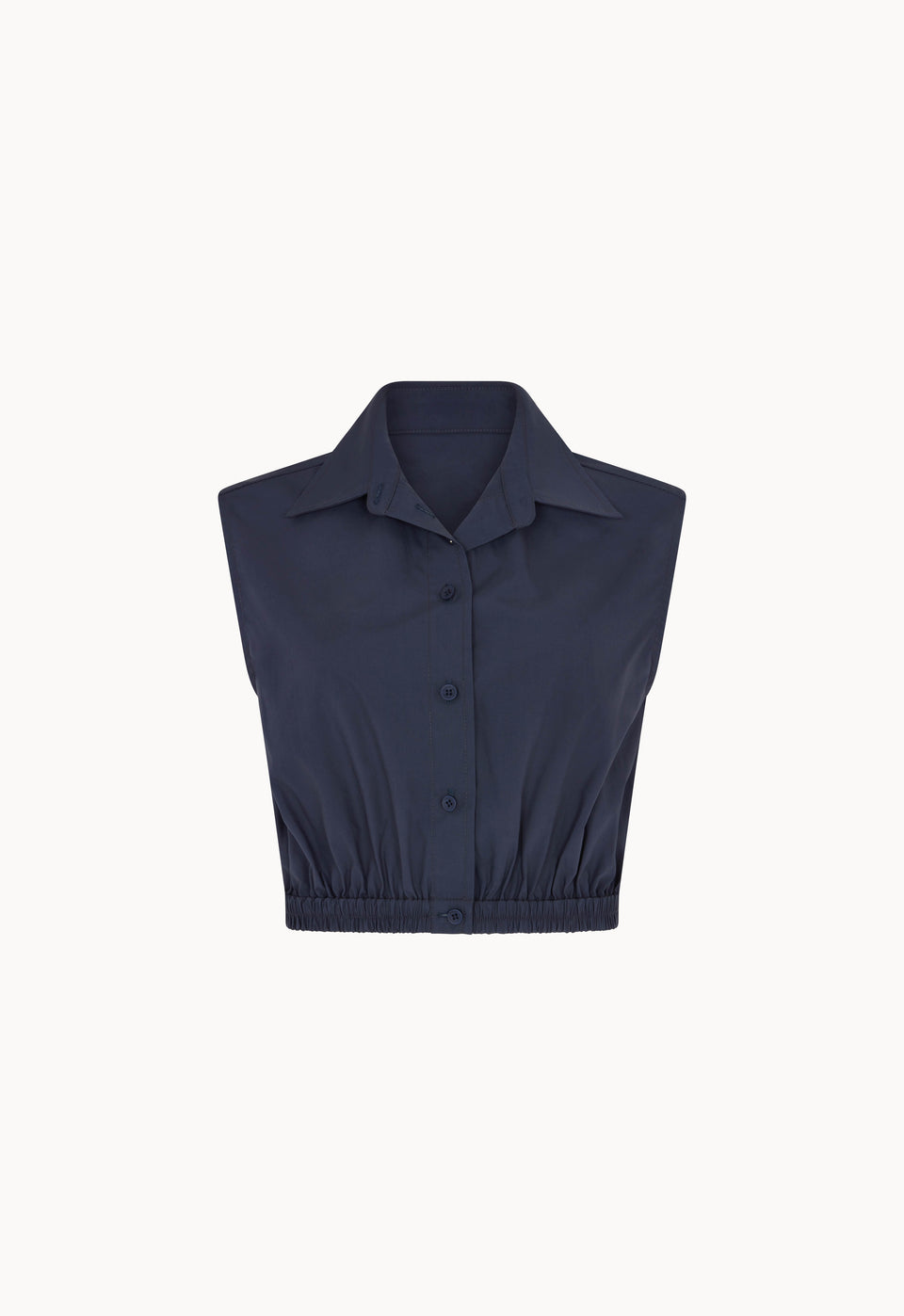 Cotton Button Up Top in Navy