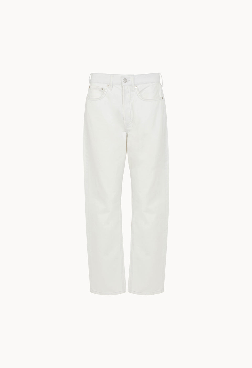 Denim High-Rise Straight Leg Jeans in White Denim