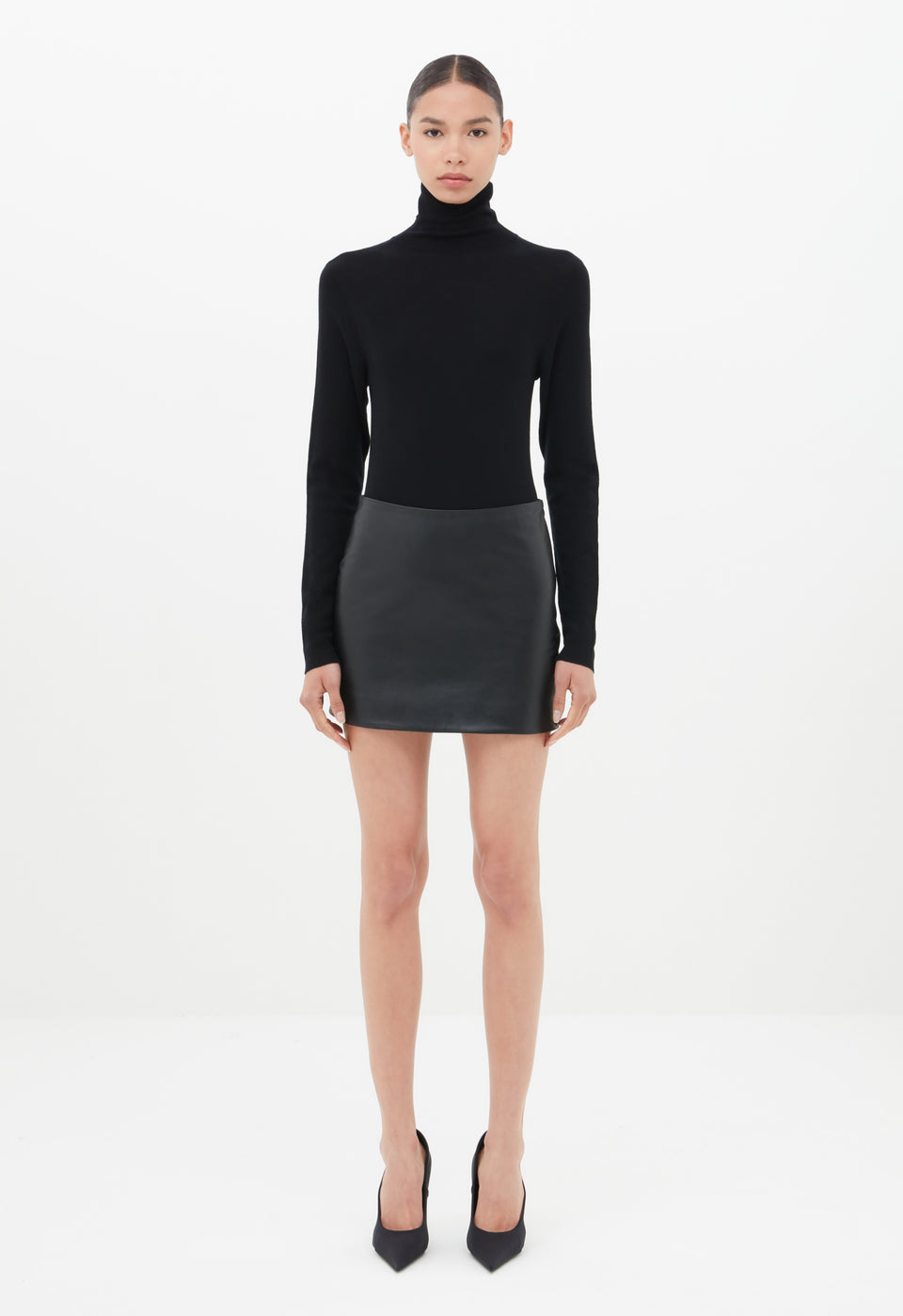 AEXAE, Leather, Skirt, Black