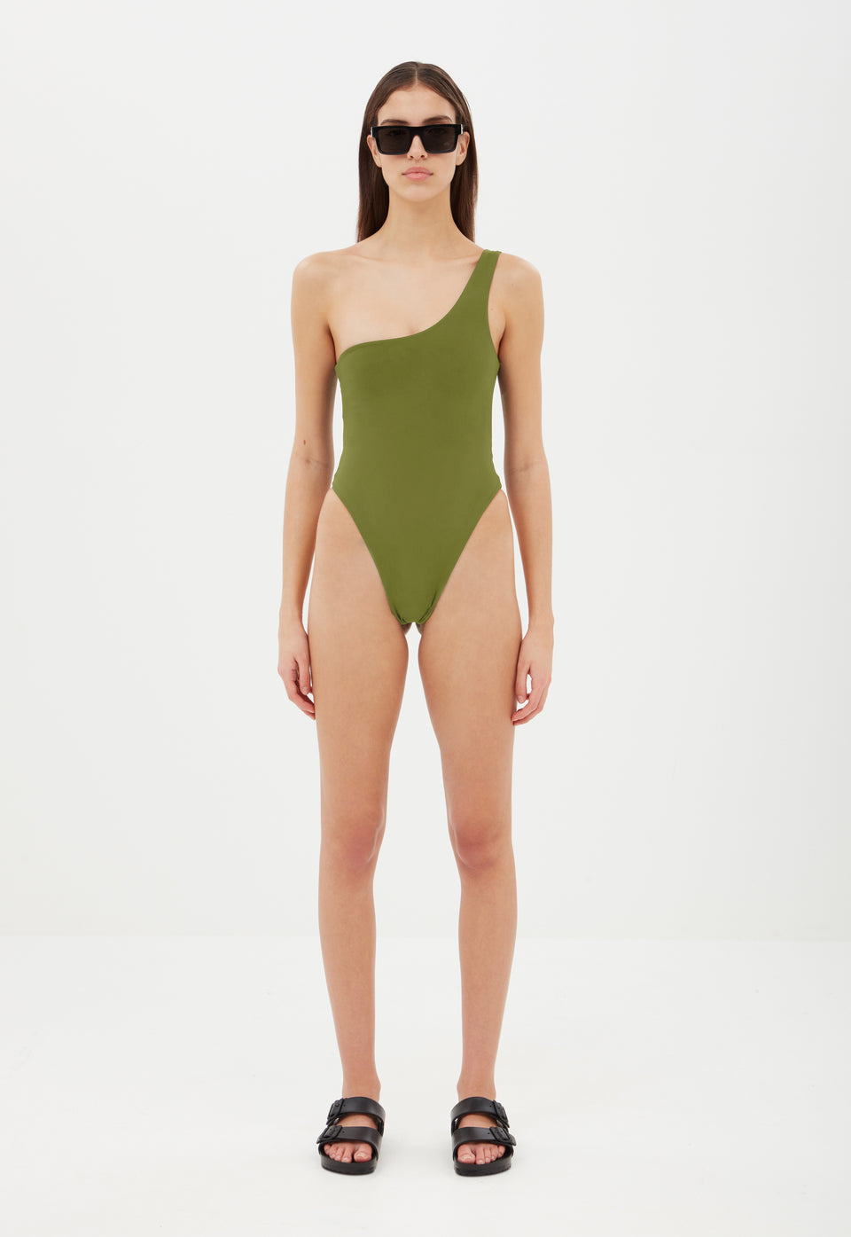 Aexae, One Shoulder One Piece, Army Green