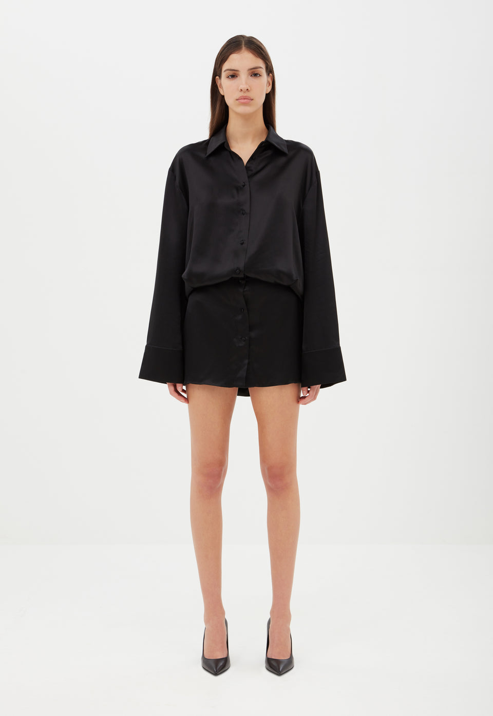 Aexae, Silk Shirt Dress, Black